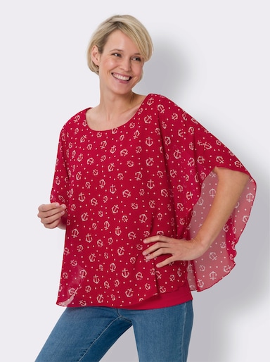 Georgetteblouse - rood/wit geprint