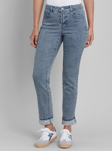 heine 5-pocketjeans met opschrift - blue-bleached