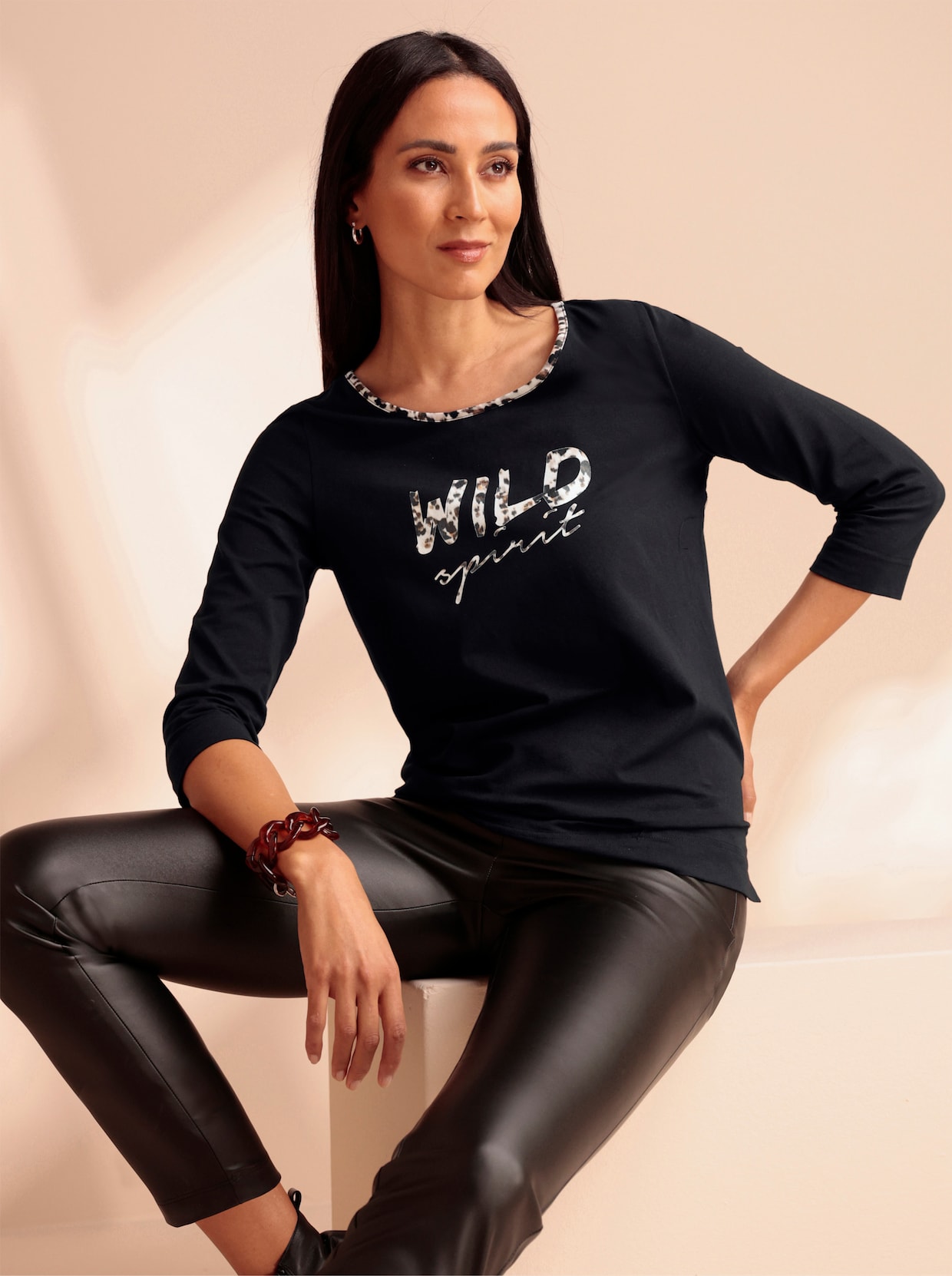 heine Shirt met 3/4-mouw - zwart