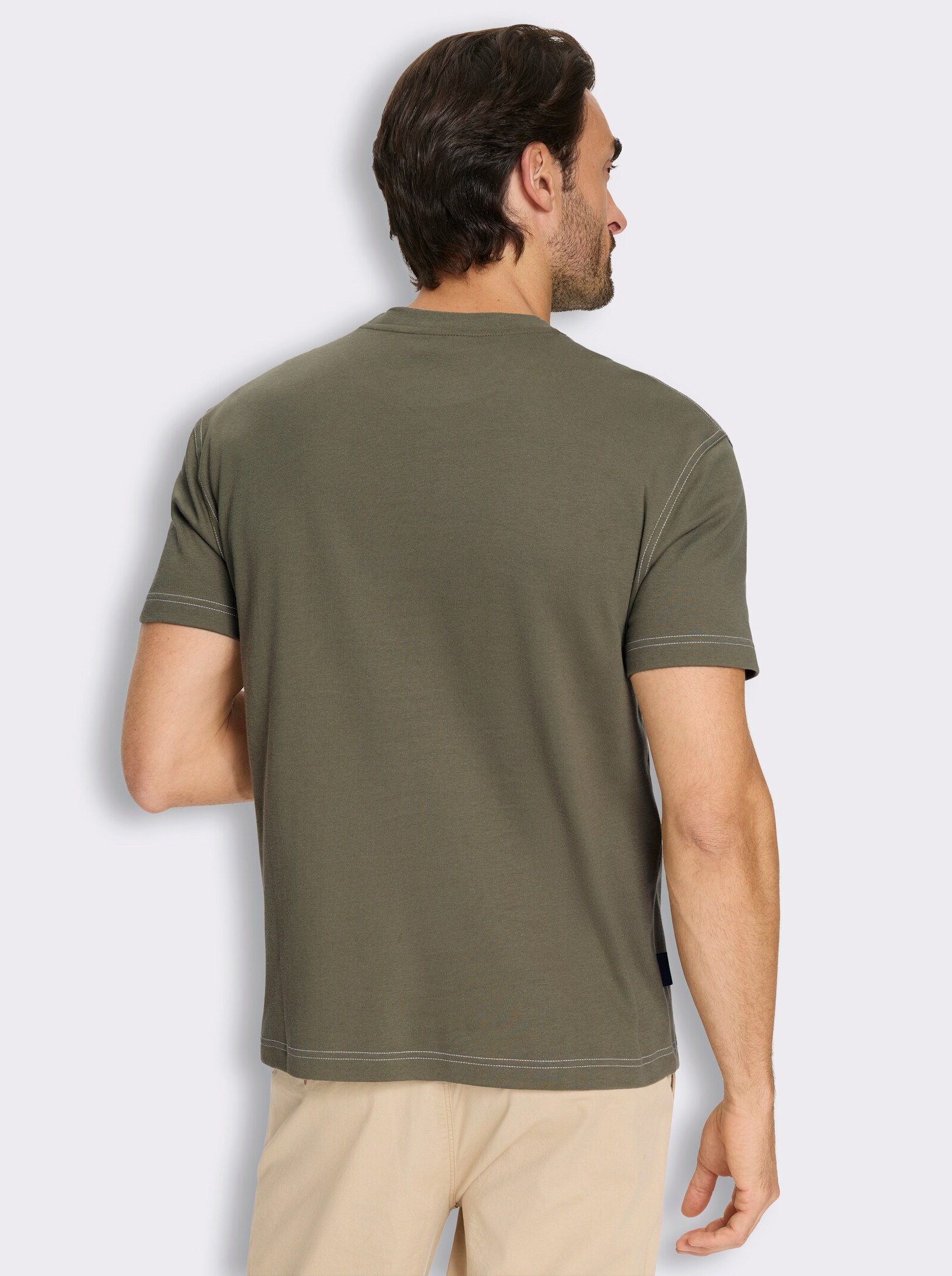 Marco Donati Kurzarmshirt in Interlock-Qualität - khaki