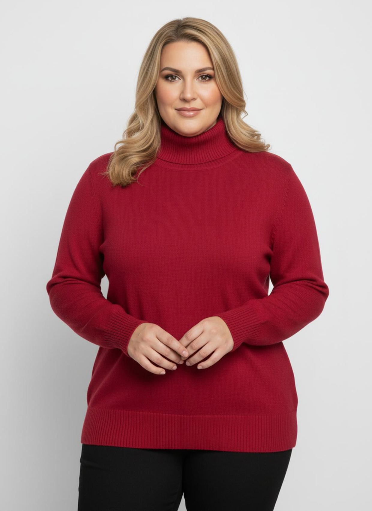 Rollkragenpullover aus Feinstrick - rot