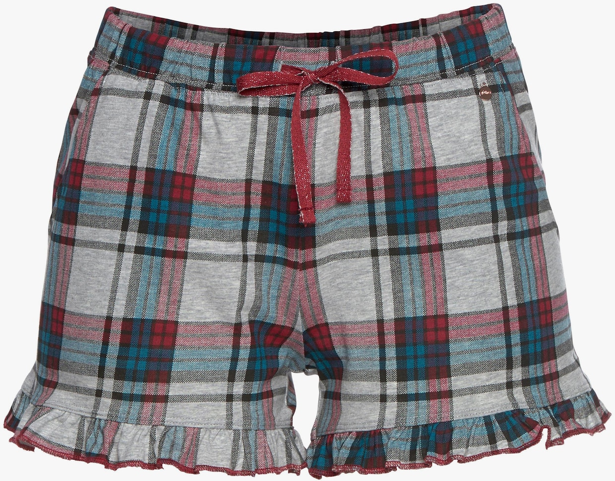 s.Oliver Schlafshorts - bordeaux-weiss-petrol-kariert