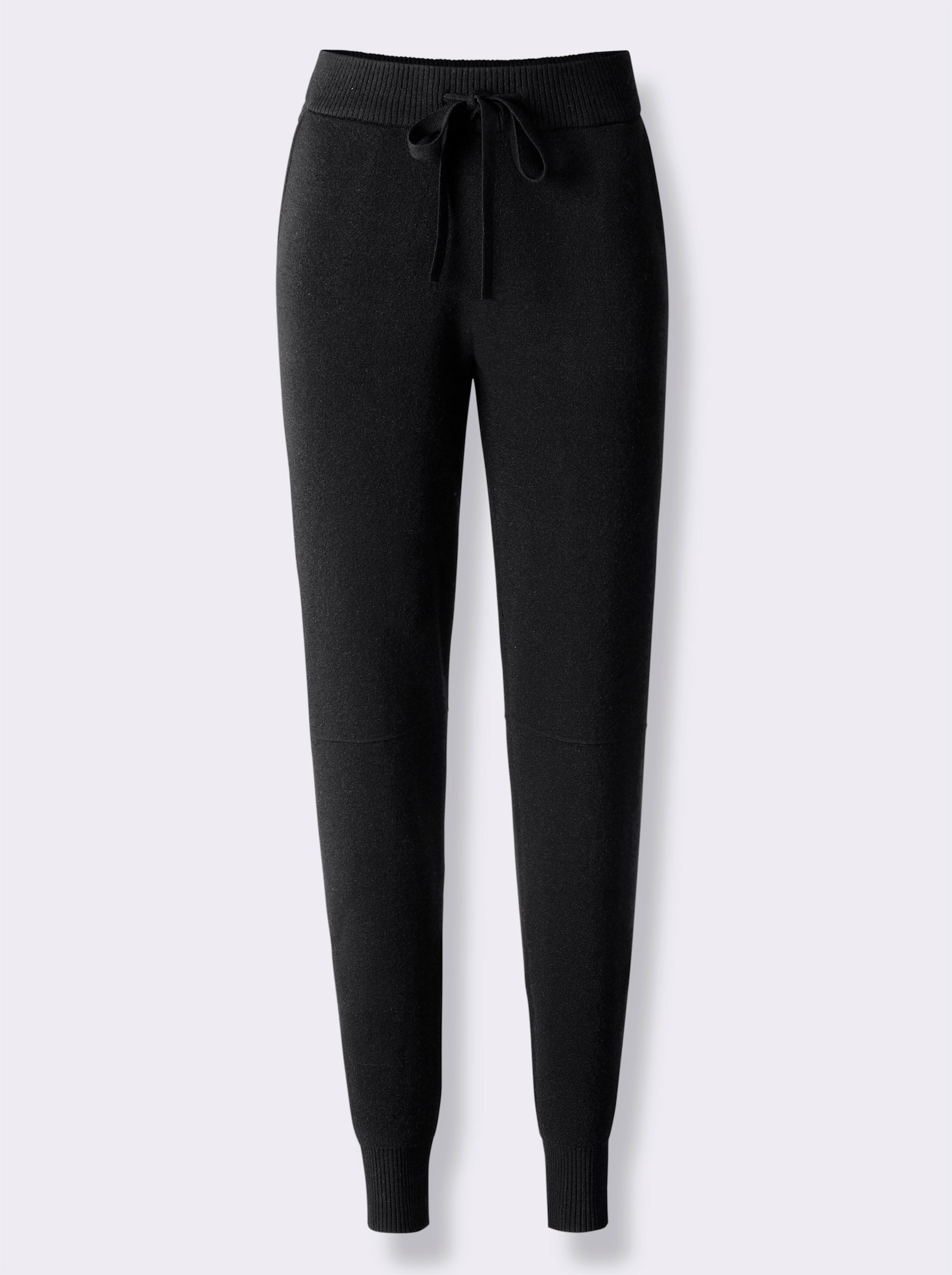 heine Pantalon en tricot avec bords-côtes à l'ourlet - noir