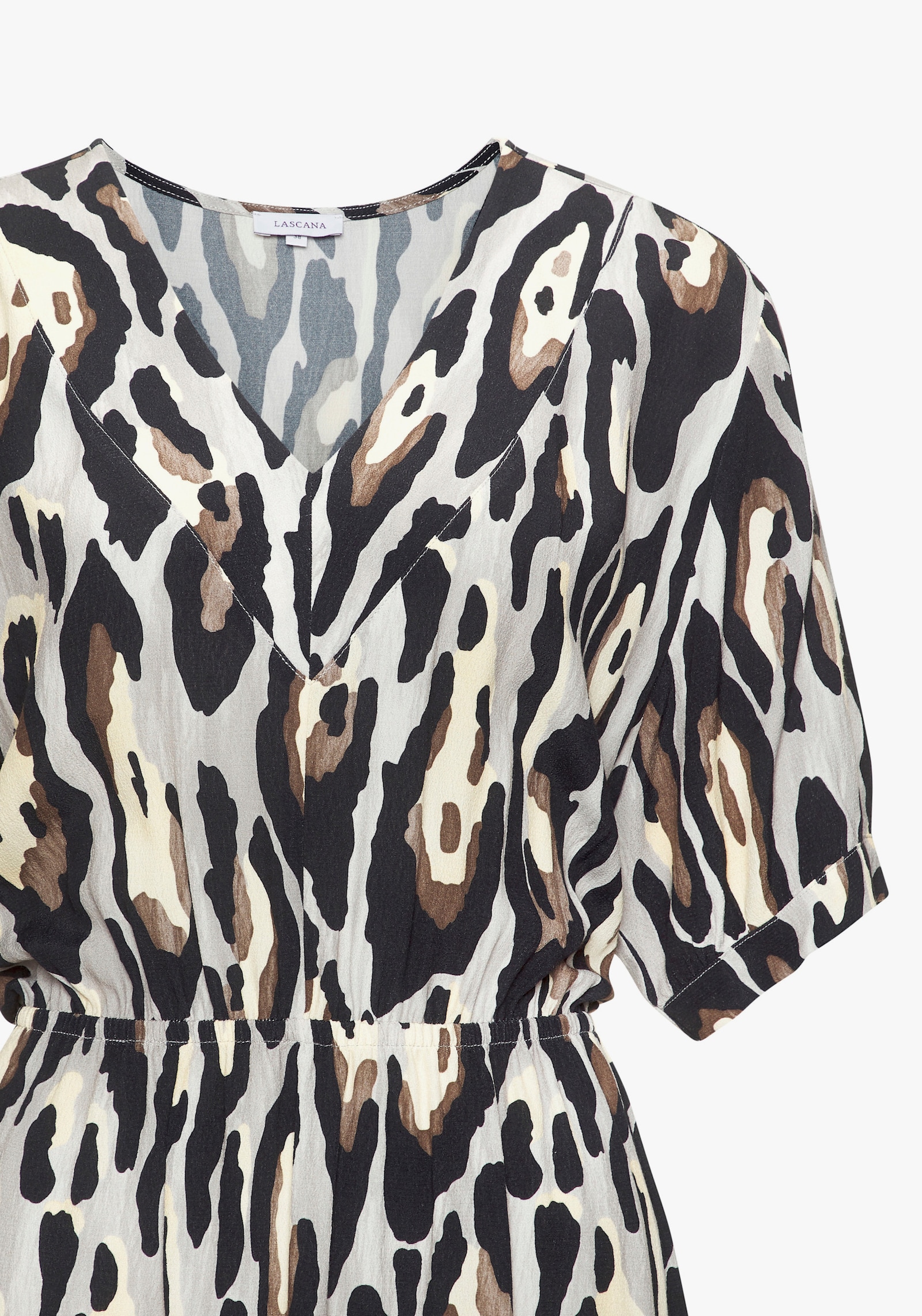 LASCANA Tuniekjurk - zwart/grijs/geel bedrukt