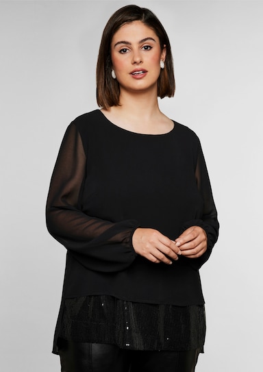 sheego Tunika in 2-in-1 Optik - schwarz