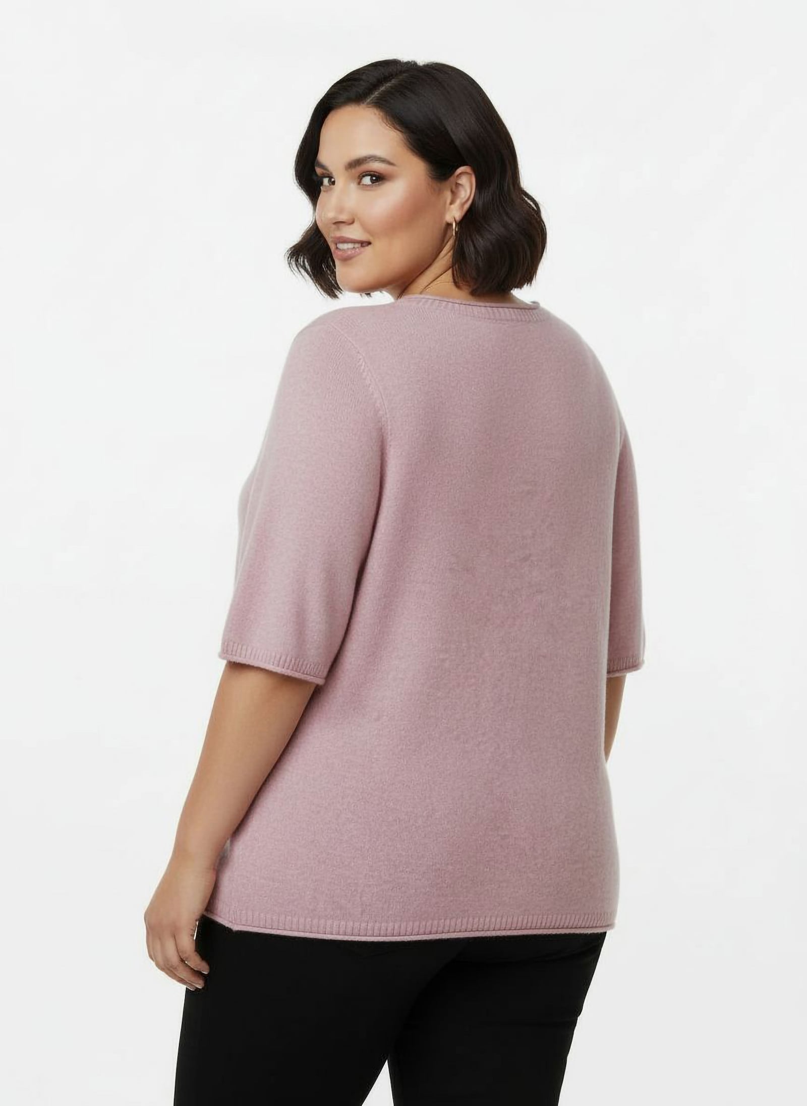 Feinstrickpullover mit Kaschmir - rosé-meliert