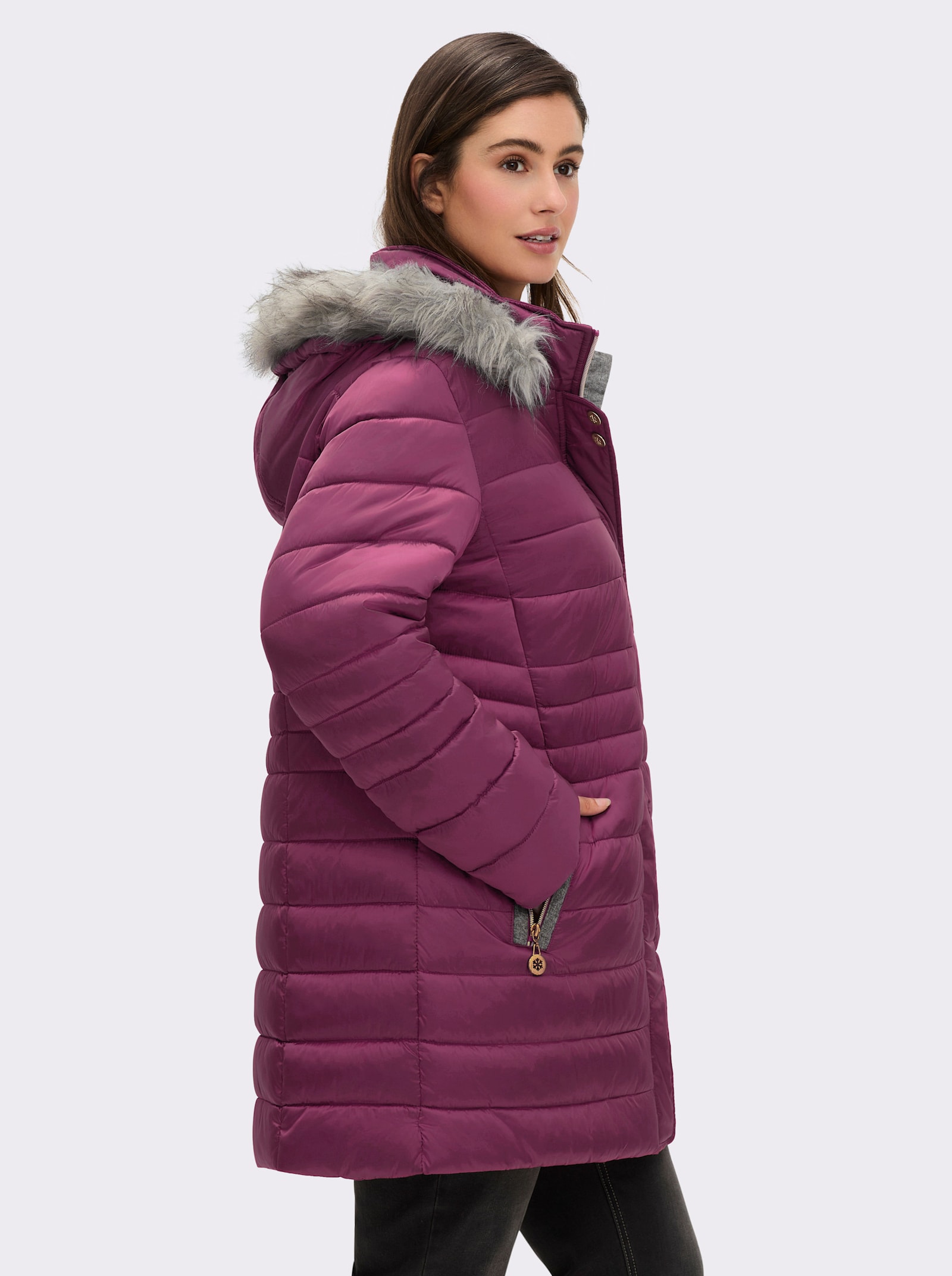 Steppjacke mit Pelz-Imitat - malve