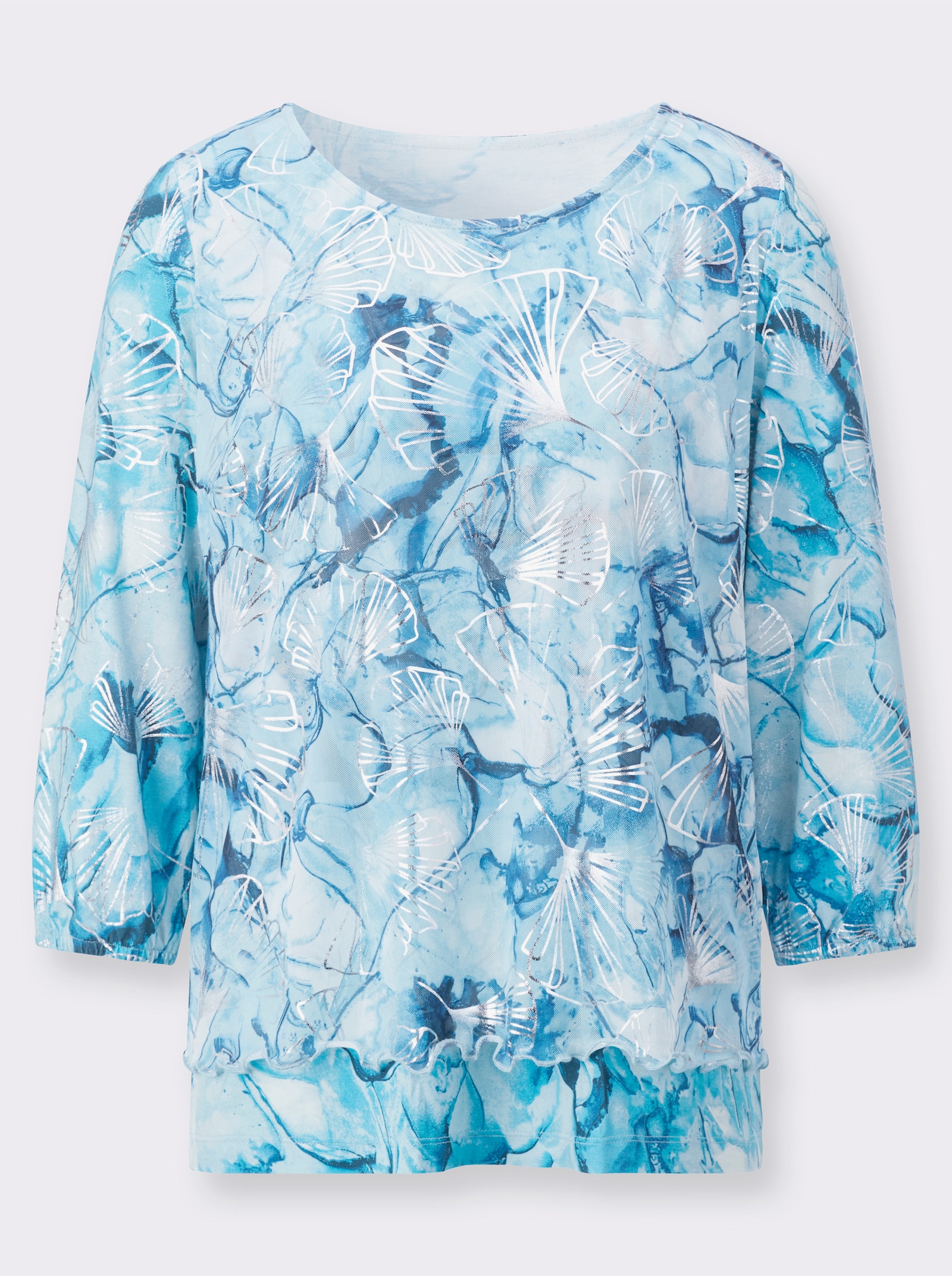 T-shirt à manches 3/4 en maille imprimée - topaze imprimé