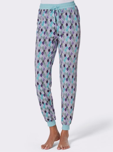 wäschepur Schlafanzug-Hose - aquamarin-lila-bedruckt