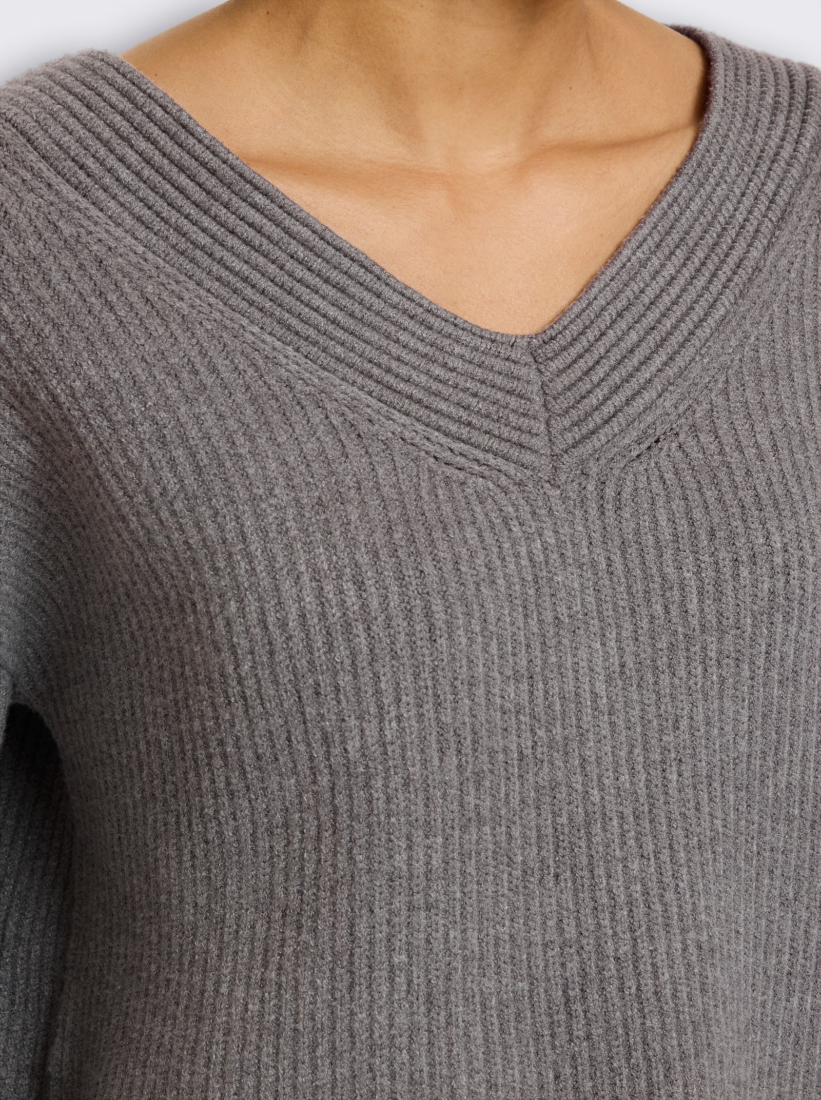 heine Pullover mit Strickmuster - grau-meliert