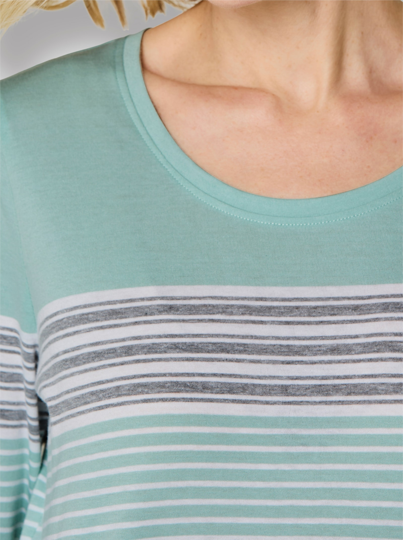 wäschepur Schlafshirt mit Ringelmuster - kalkmint-weiß-geringelt