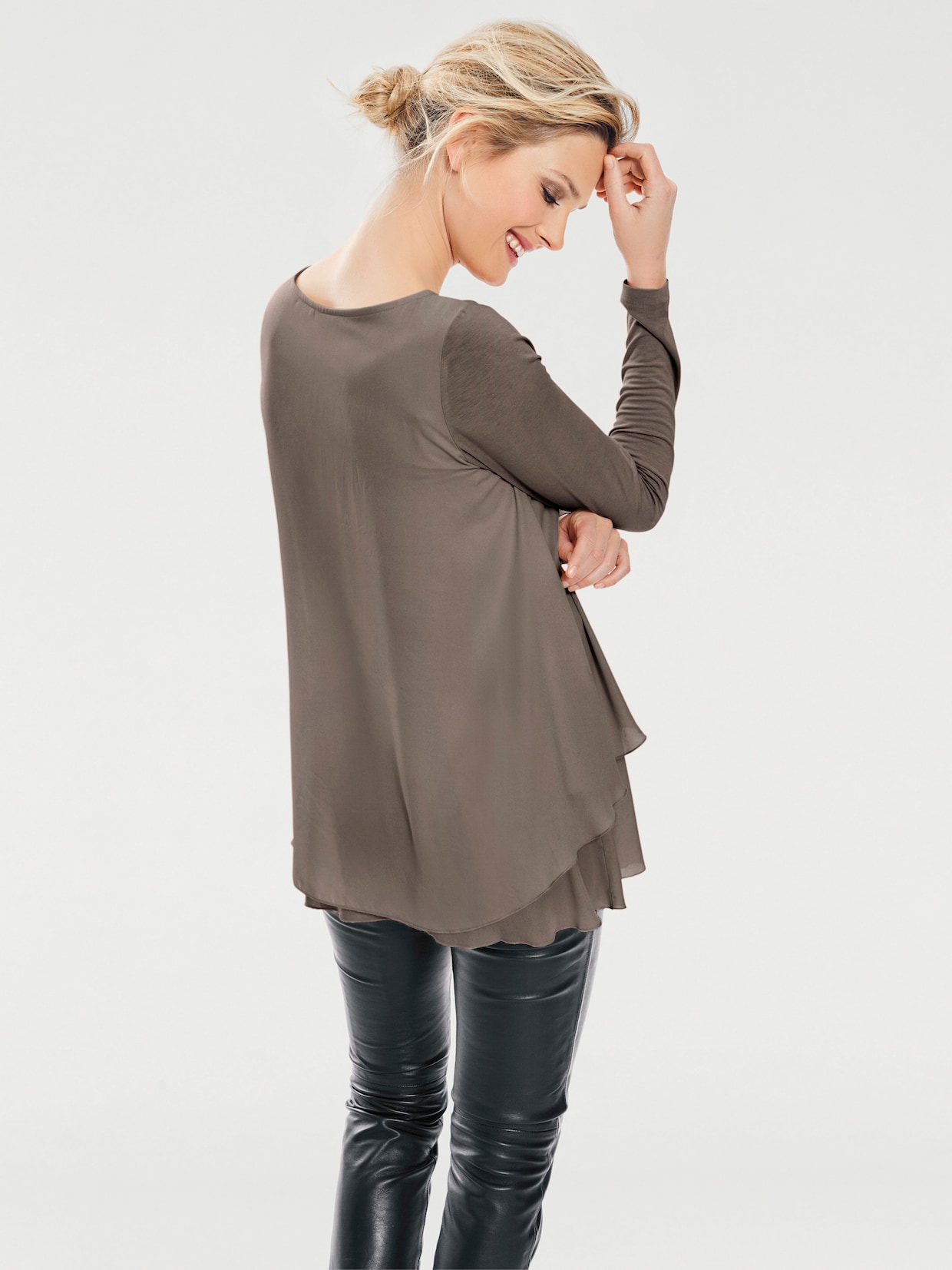 heine Rundhals-Shirt - taupe