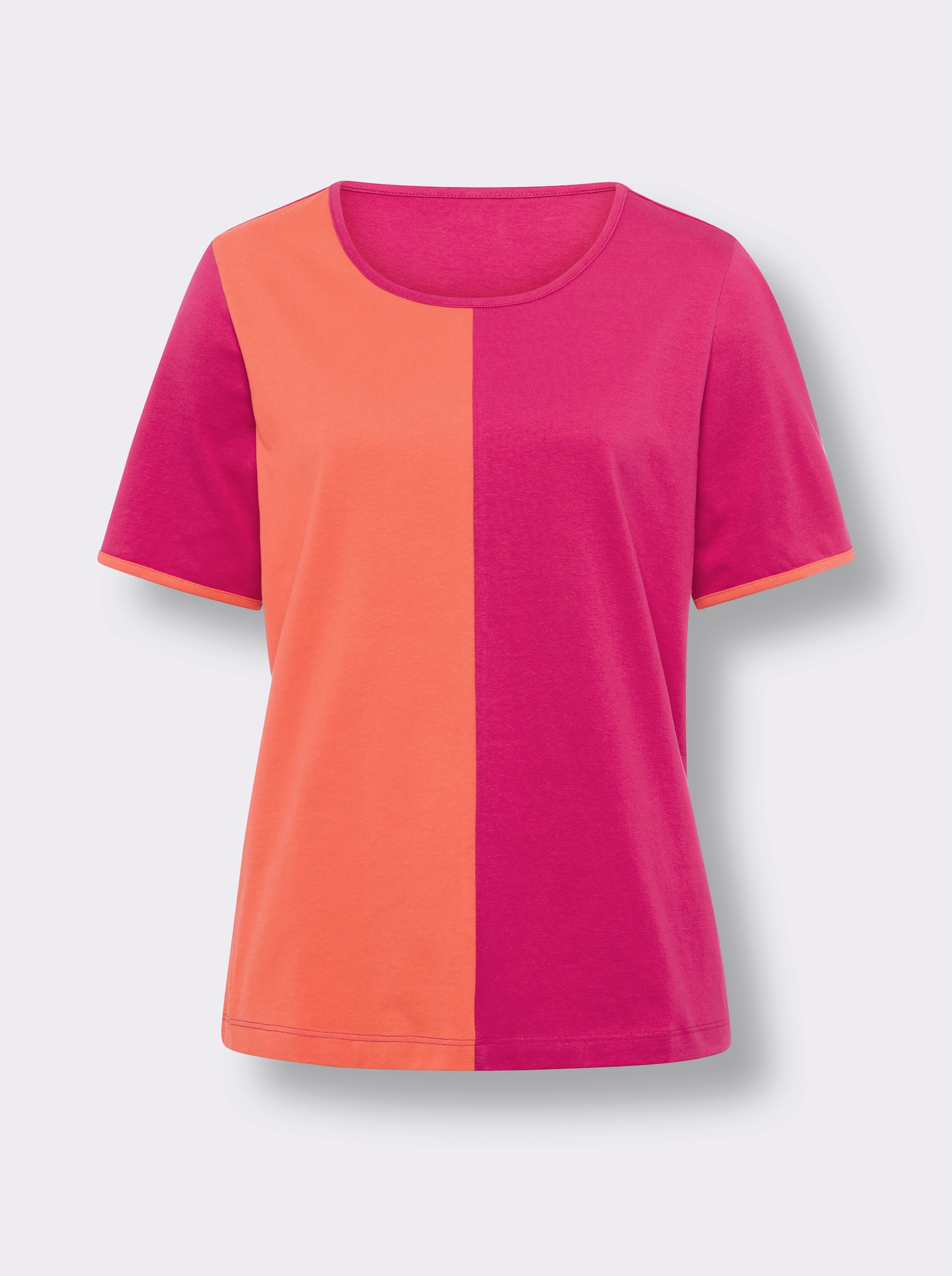 Shirt met korte mouwen in colour-blocking-dessin - oranje/pink