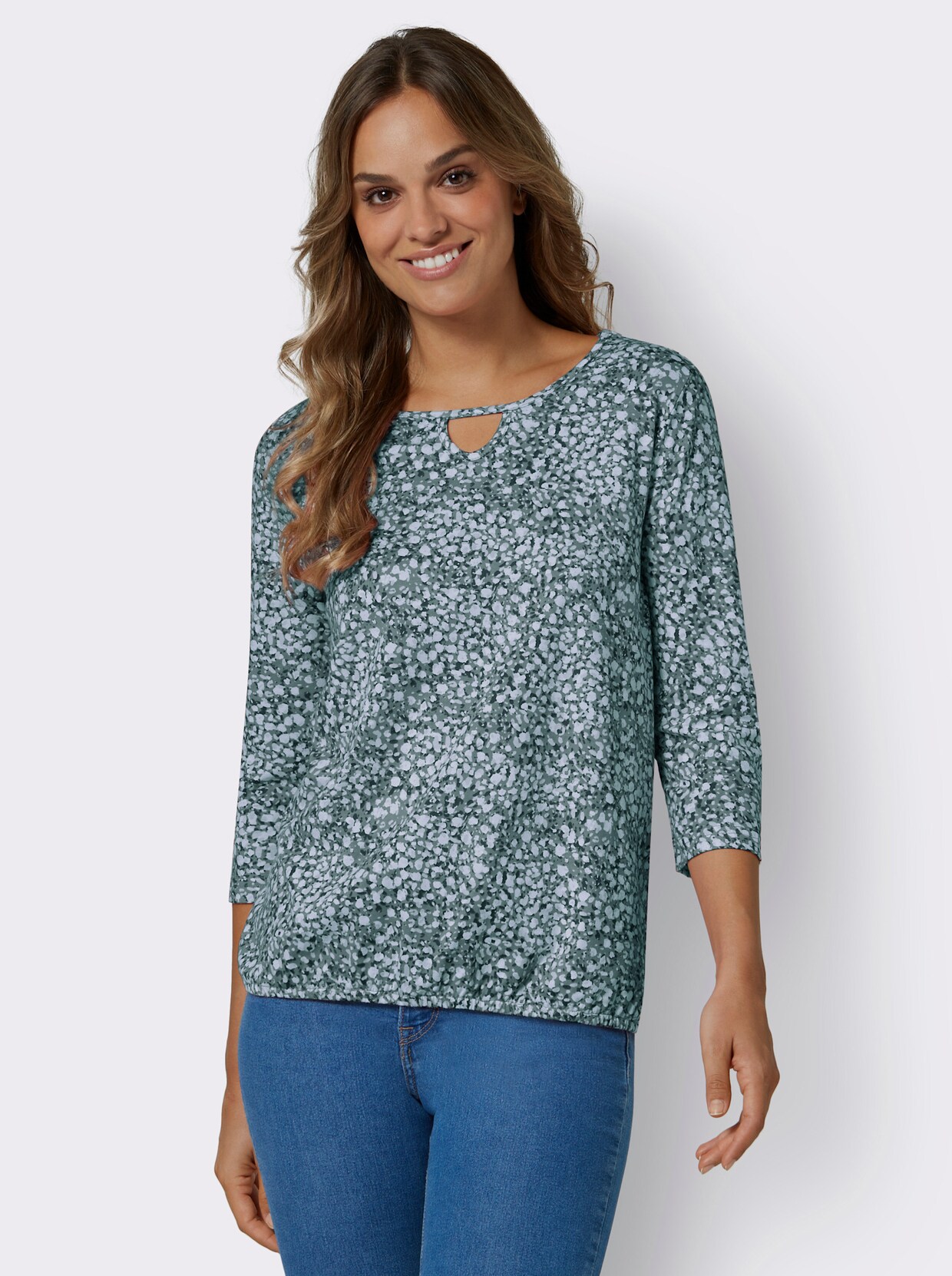 Shirt met 3/4-mouw - jade/kalkmint bedrukt