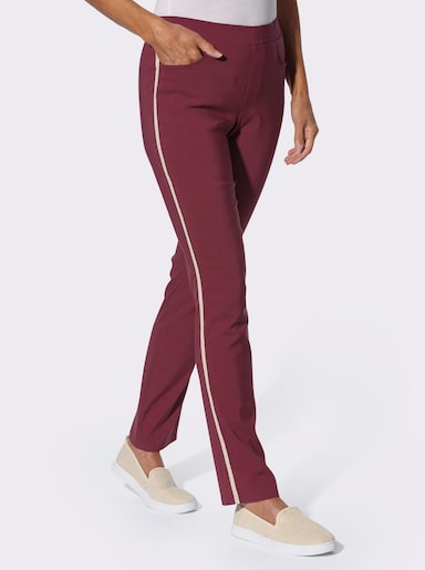 Bengalinhose mit seitlicher Kontrastpaspel - bordeaux-sand