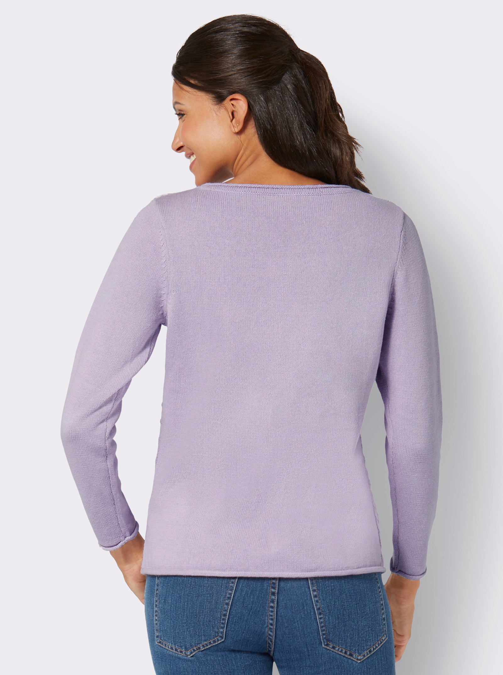 Pullover met lange mouwen en breipatronen - lila