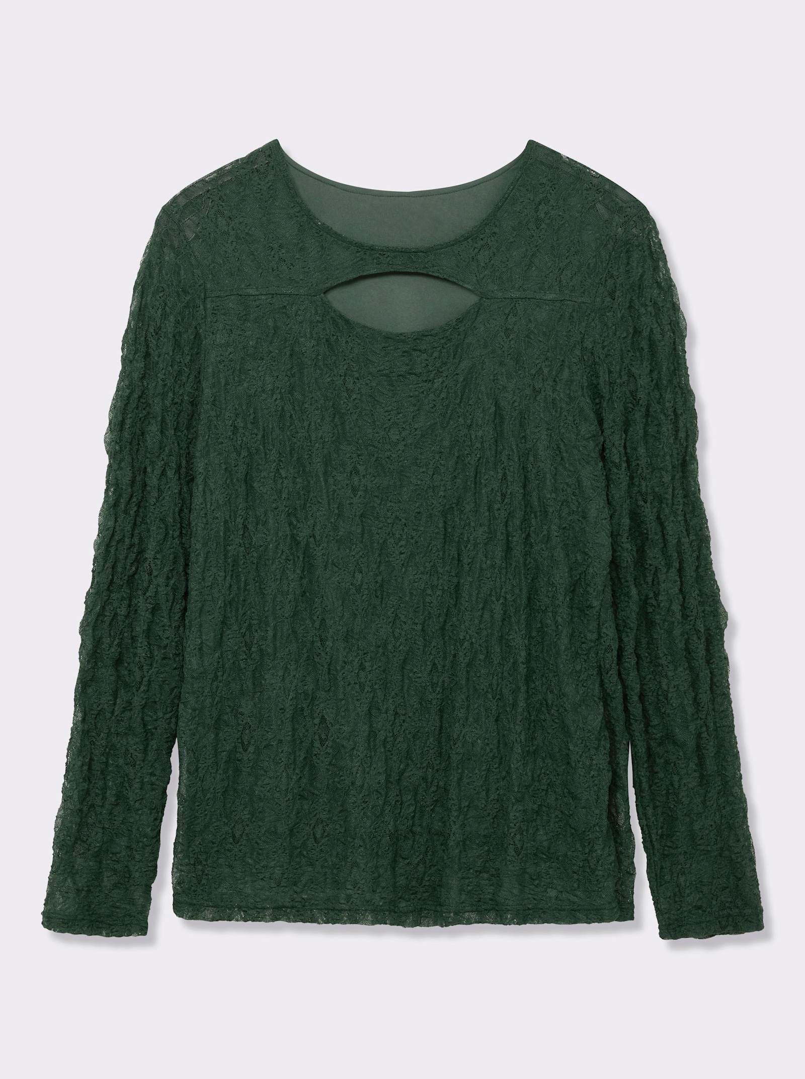 sheego by Joe Browns Spitzenshirt mit Cut-out vorn - moos