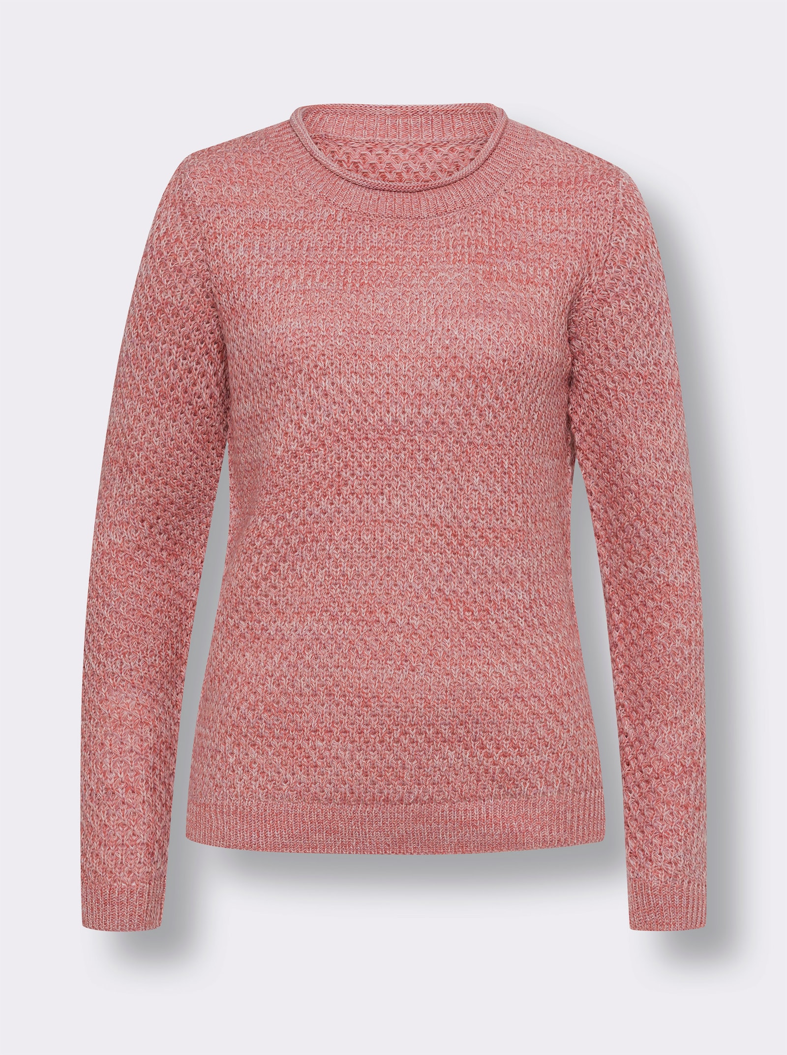 Rundhalspullover in pflegeleichter Qualität - rosenquarz-ecru-gemustert