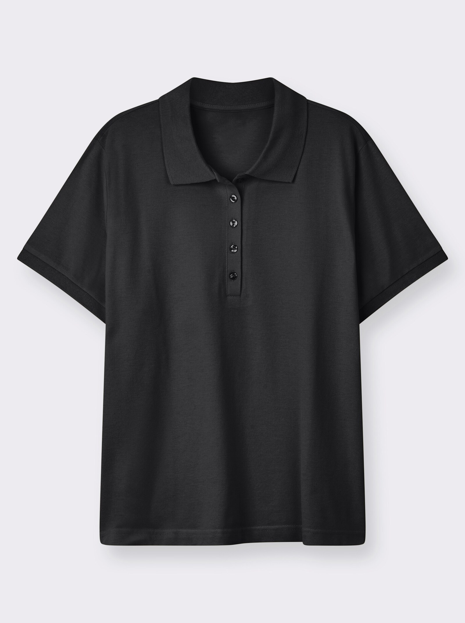 Poloshirt mit Seitenschlitzen - schwarz