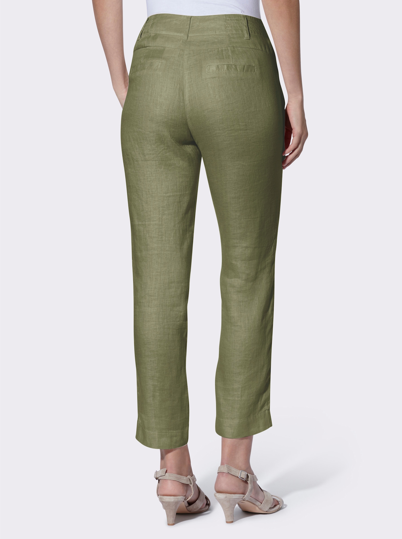 heine Pantalon en lin avec coutures longitudinales - vert olive