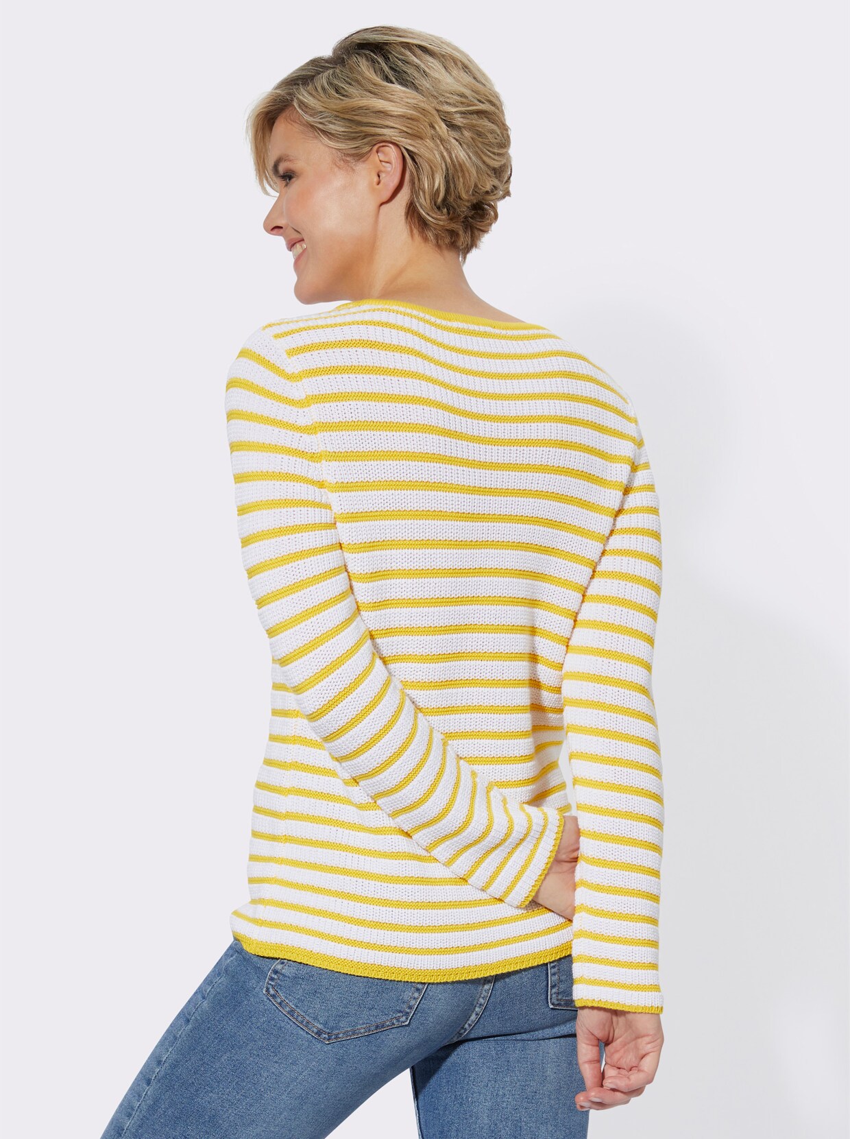 Pullover met lange mouwen - zonnegeel/wit gestreept