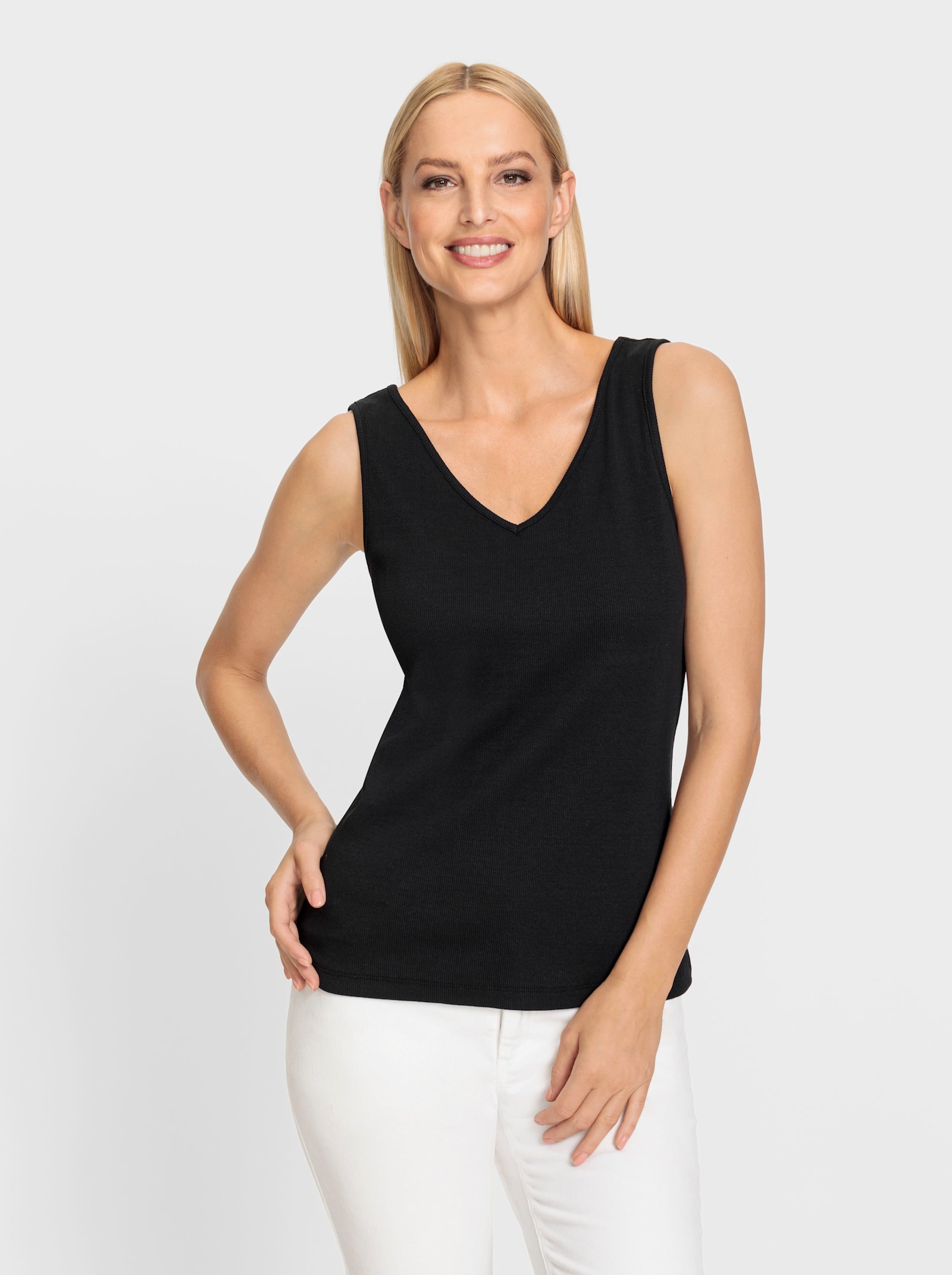 heine Trägertop in Rippenstrukur - schwarz