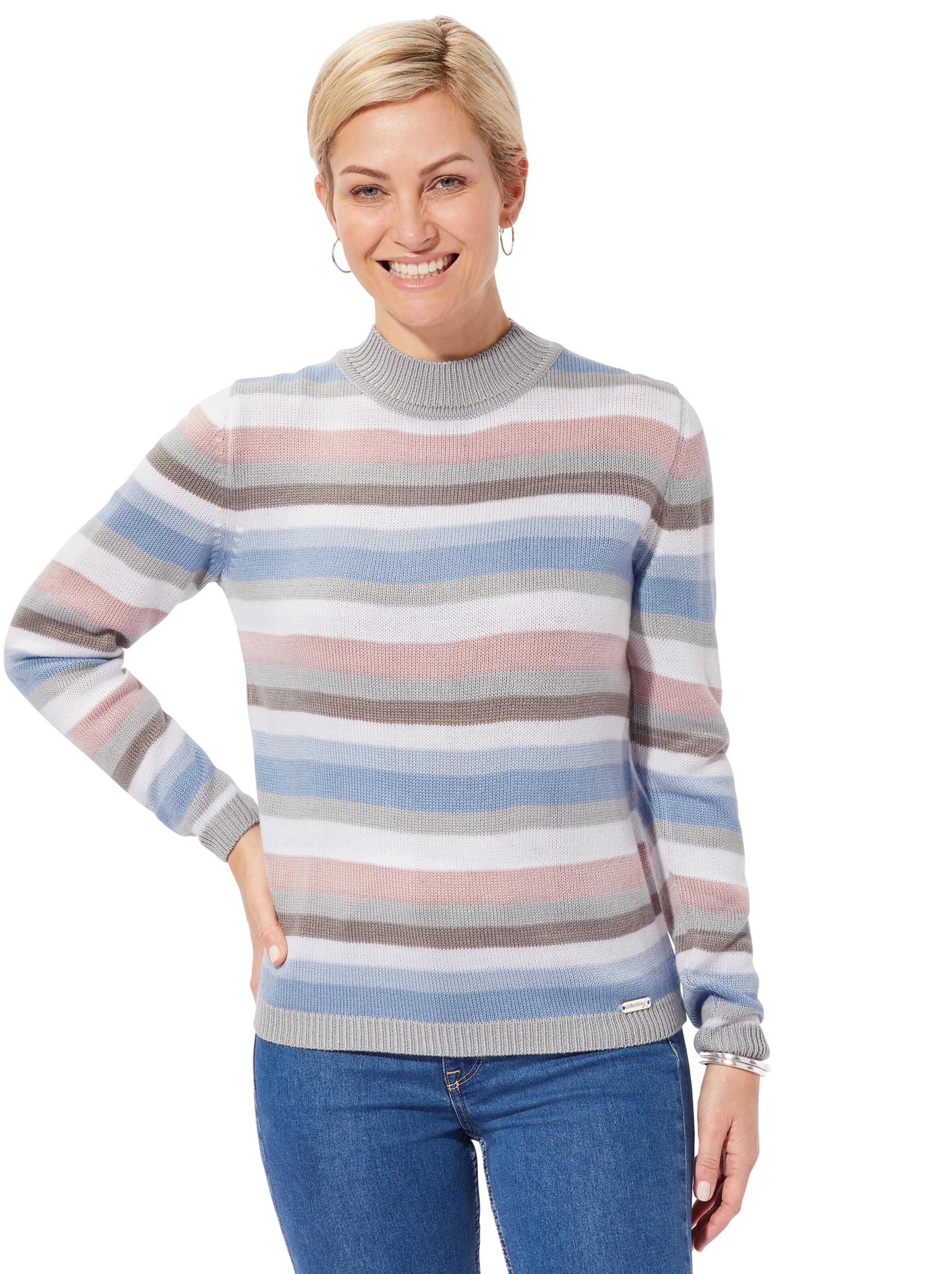 Pullover - rosé-bleu-geringelt