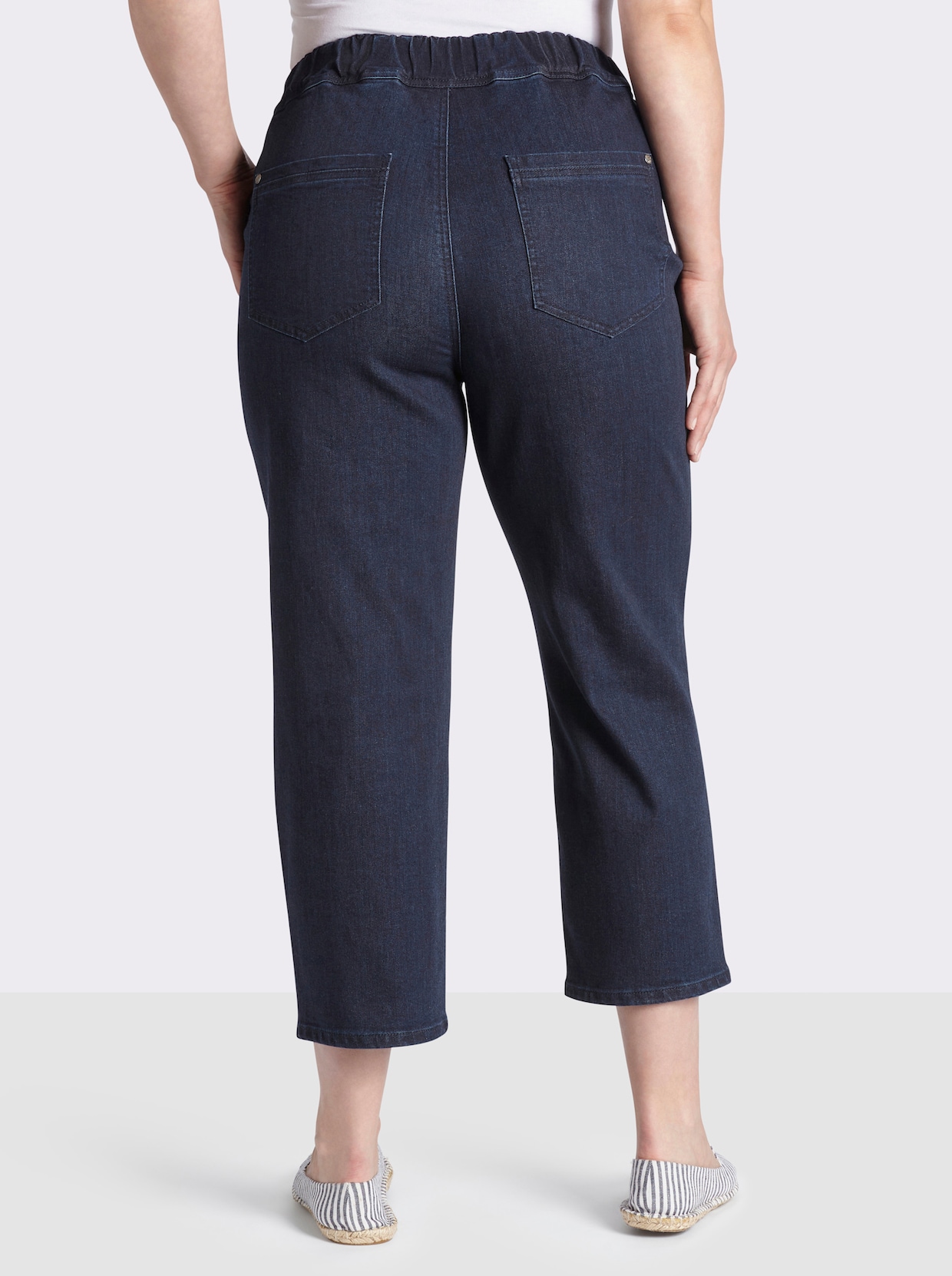 sheego Jean 7/8 avec ceinture confortable - bleu foncé