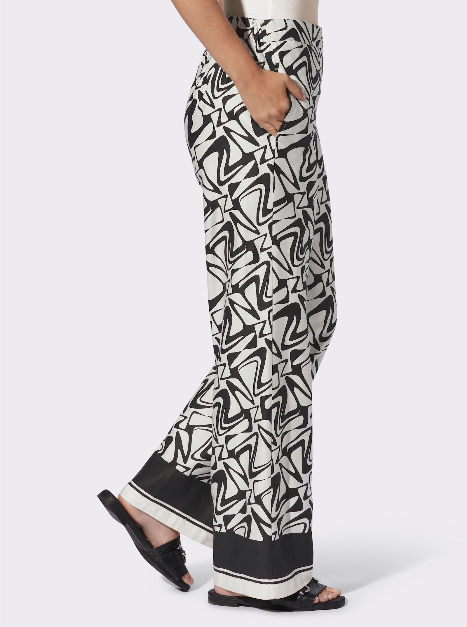 heine Schlupfhose mit weitem Bein - schwarz-champagner-bedruckt