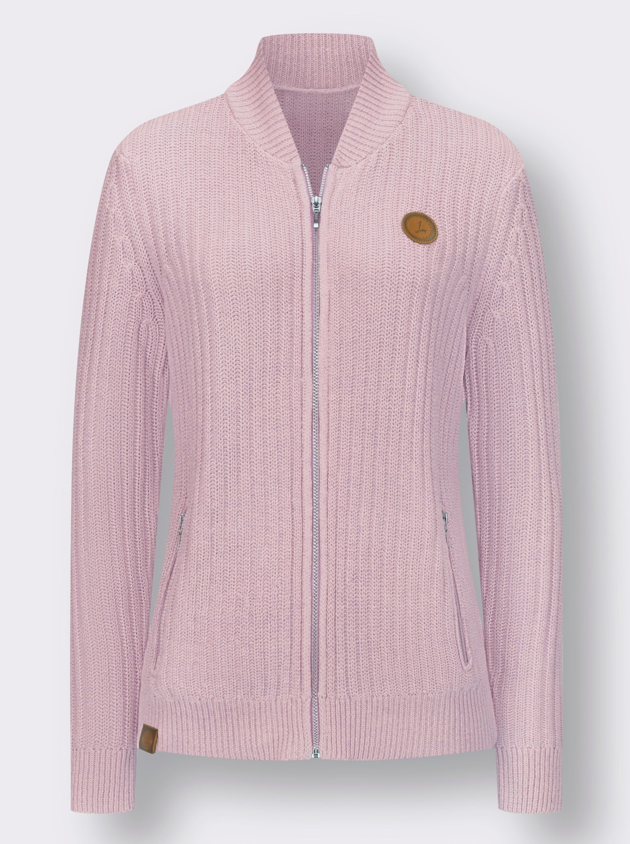 Strickjacke - mauve-weiß-meliert