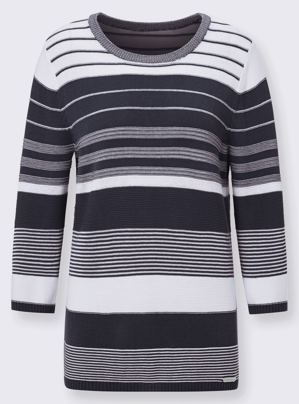 3/4 Arm-Pullover - marine-geringelt
