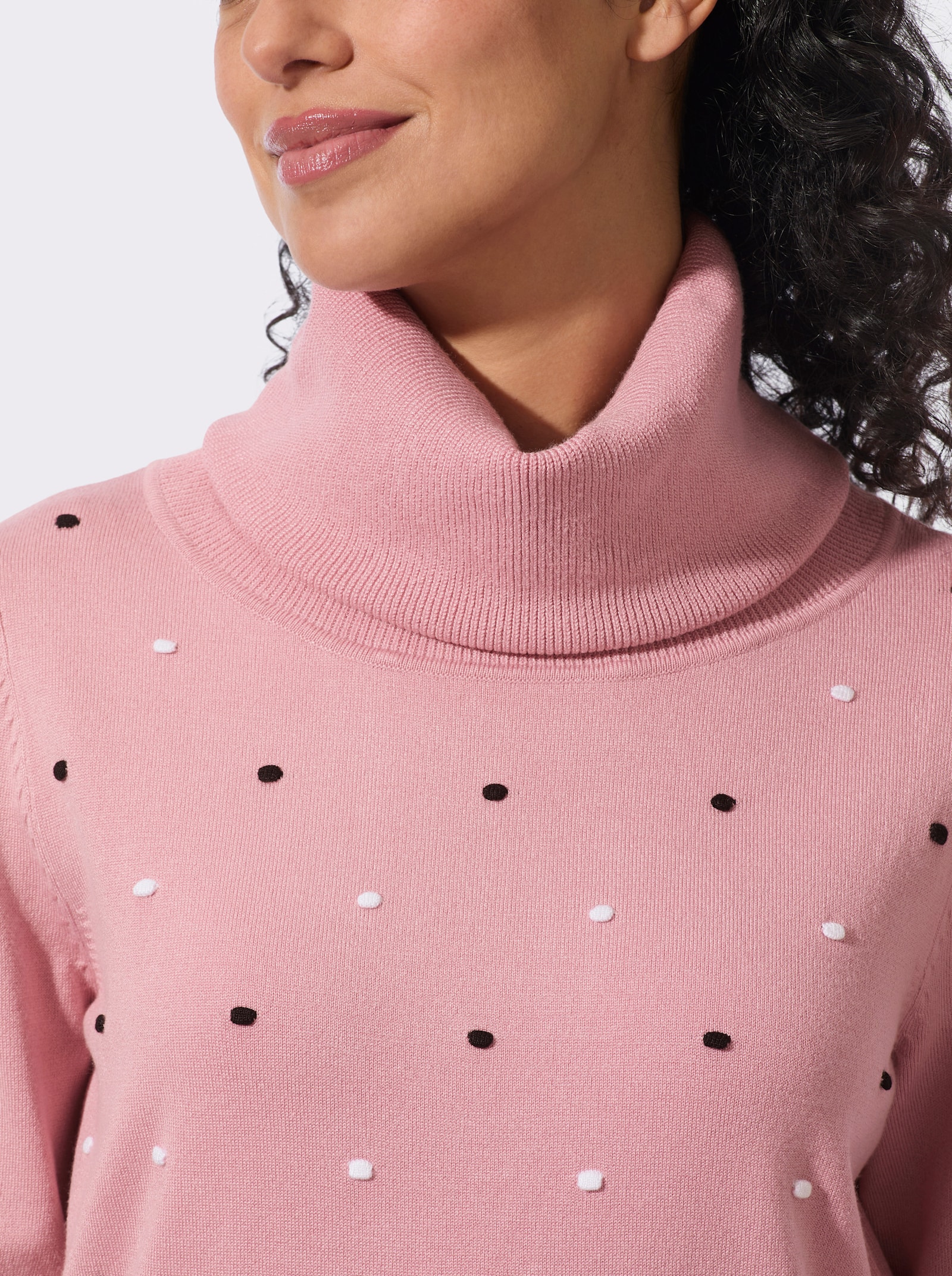 Rollkragenpullover mit Pünktchen-Muster - hortensie