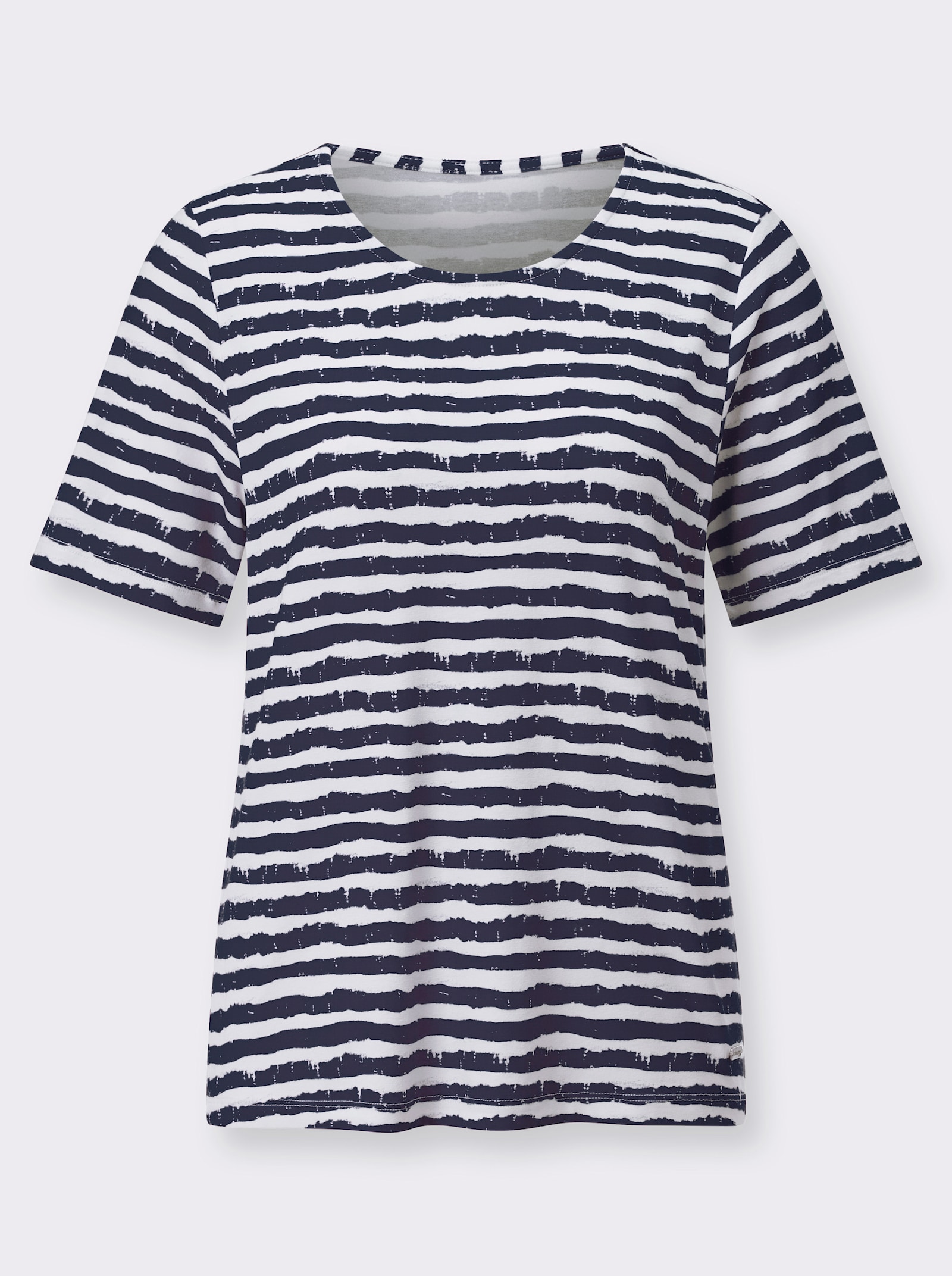 Ringelshirt mit kurzen Ärmeln - marine-ecru-geringelt