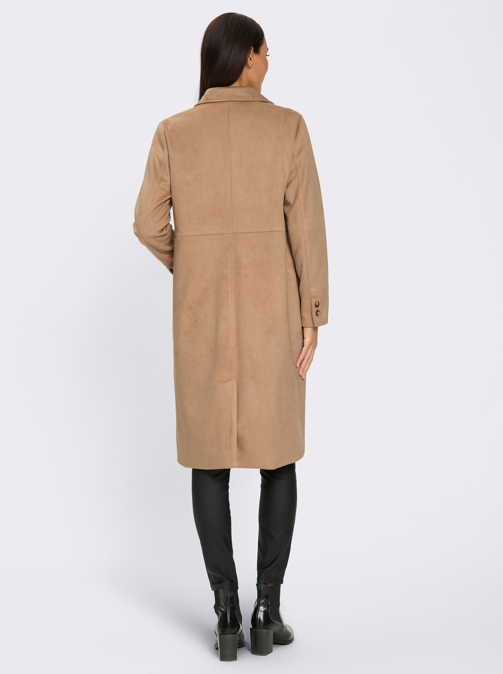 heine Lederimitatmantel mit Nieten-Verzierung - camel