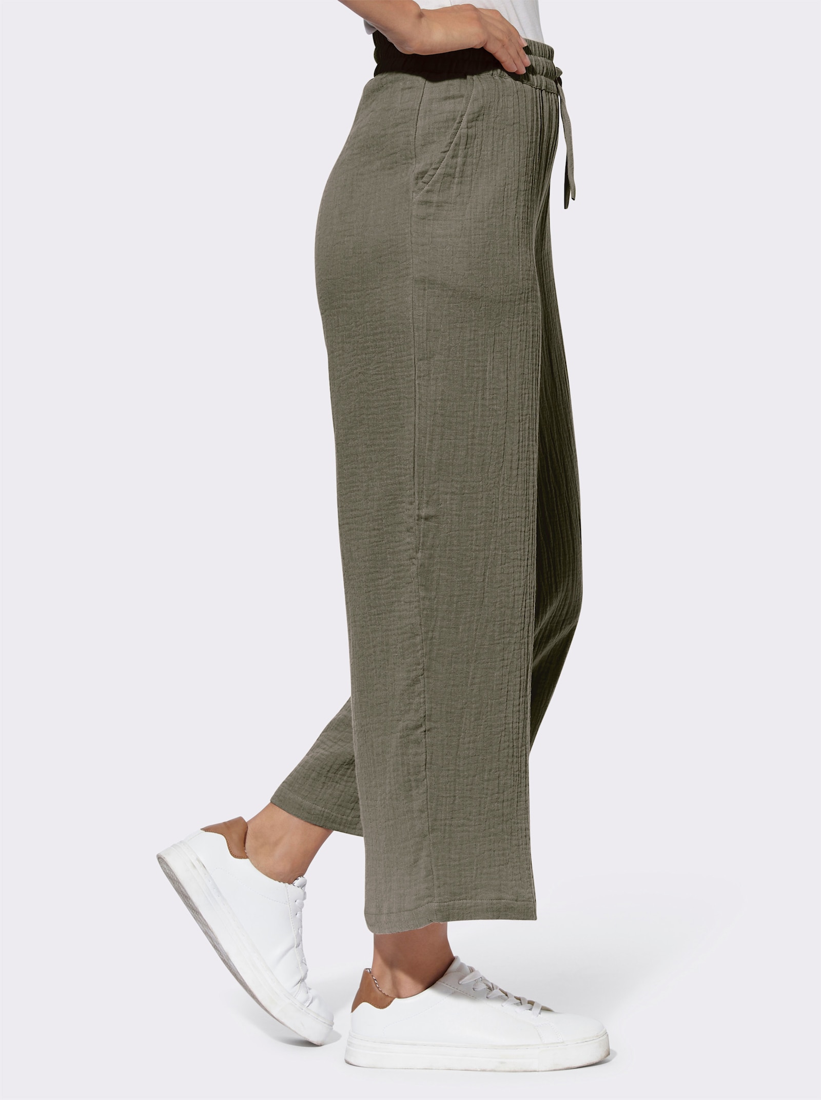Culotte van structuurmateriaal - kaki