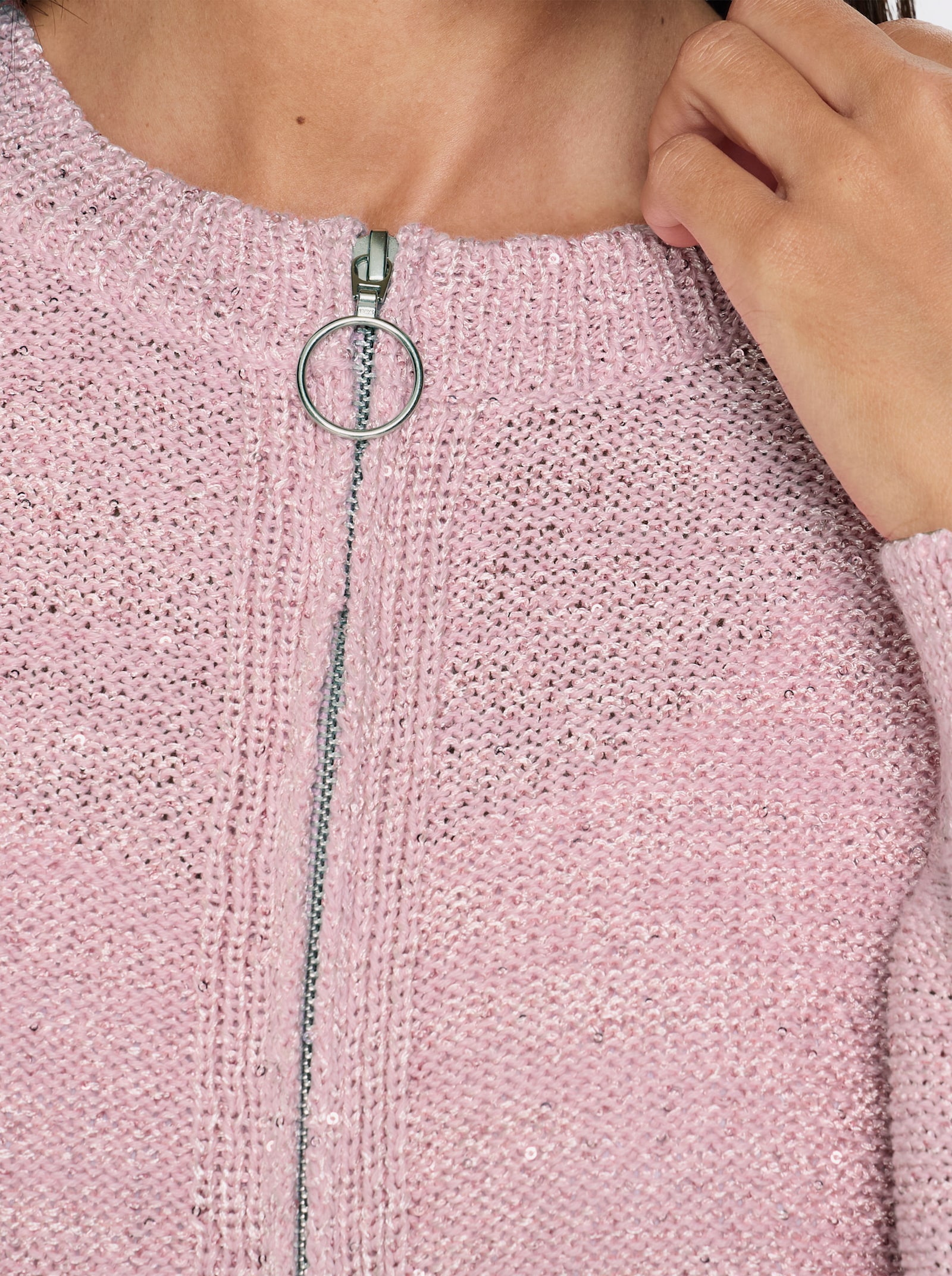 heine Strickjacke mit Pailletten - rosé