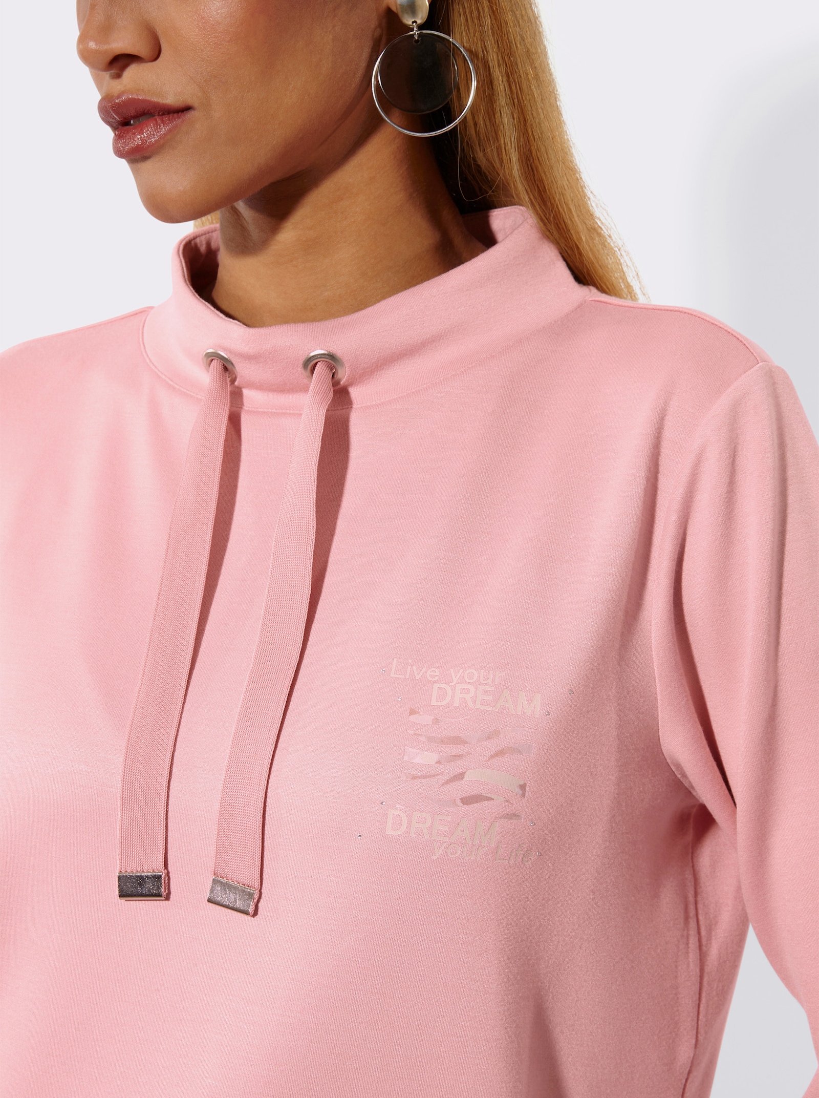 Sweatshirt mit Stehkragen - hortensie-sand-bedruckt