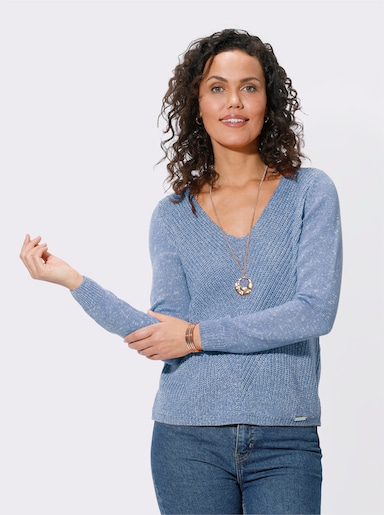 Pullover - bleu-ecru-meliert