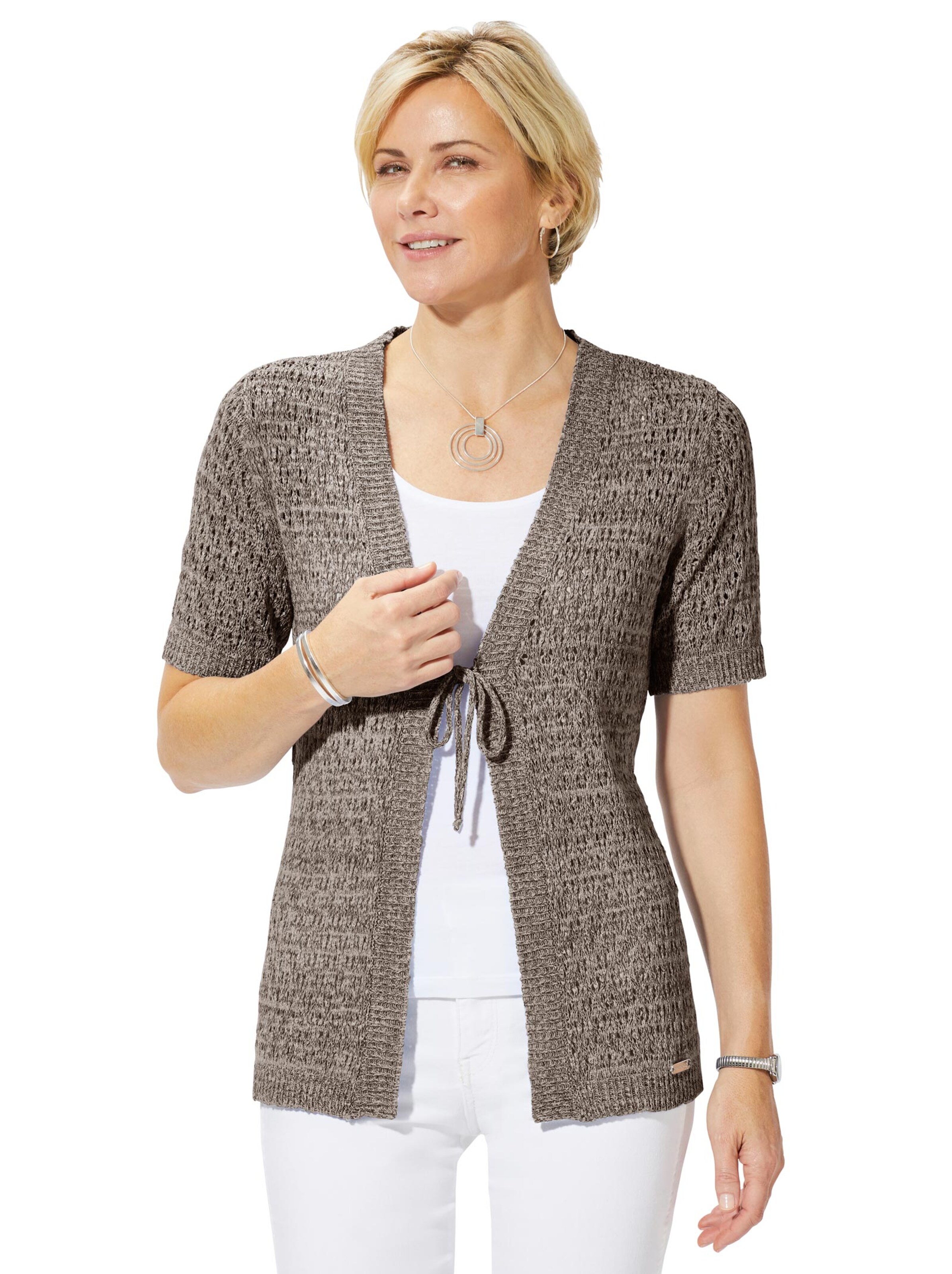 Strickjacke - taupe-meliert
