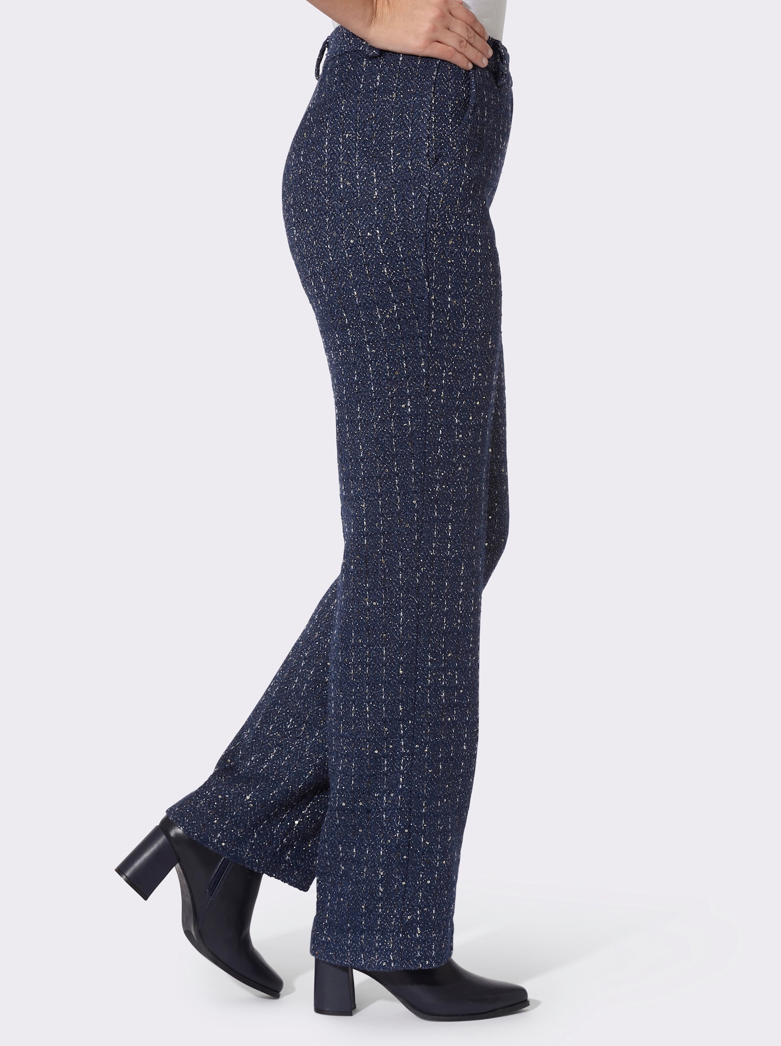heine Hose mit Pailletten - marine-gemustert