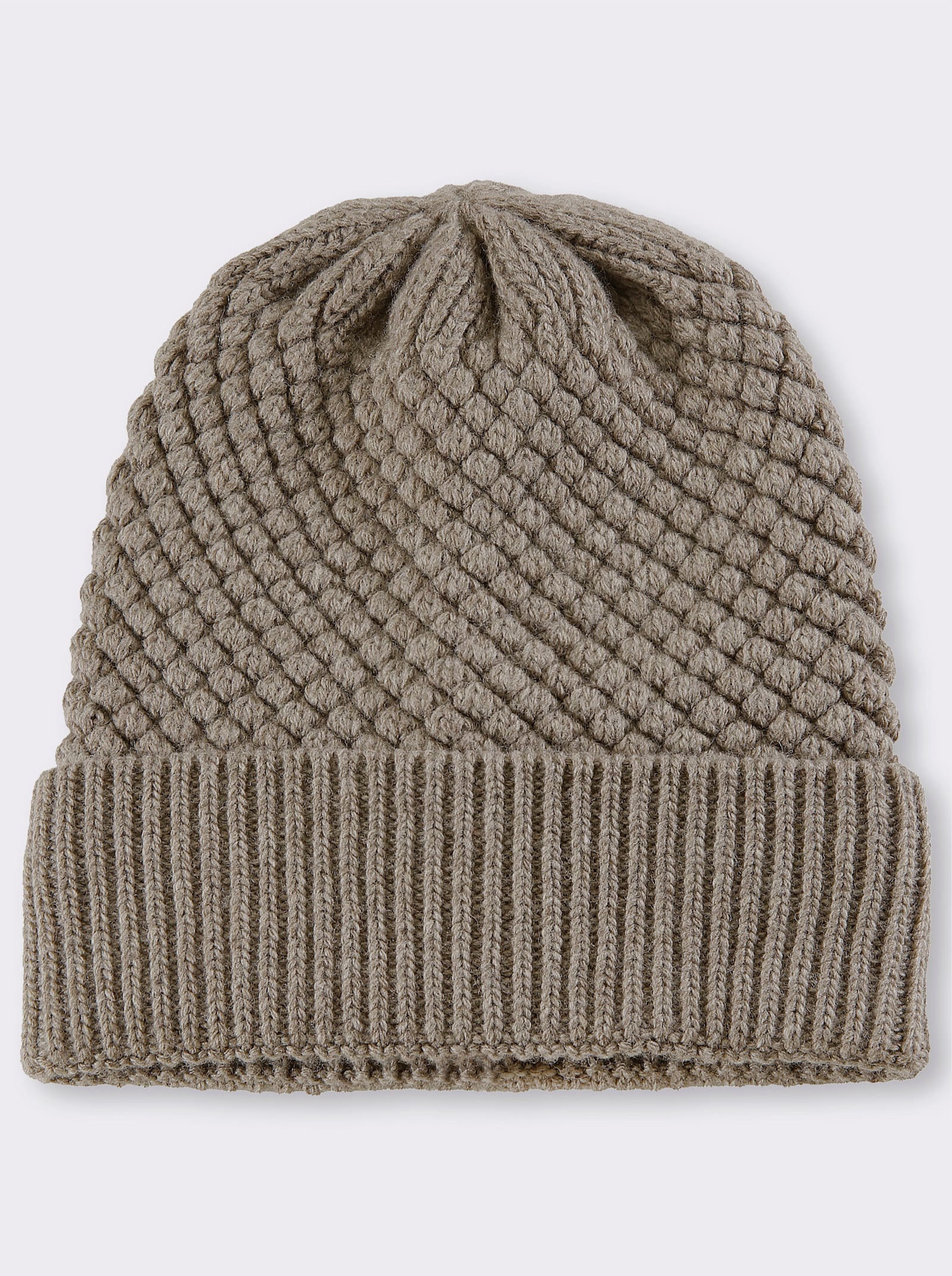 Strickmütze mit Kaschmir - taupe