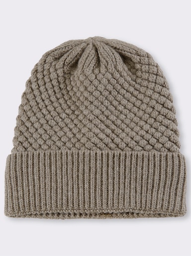 Strickmütze mit Kaschmir - taupe