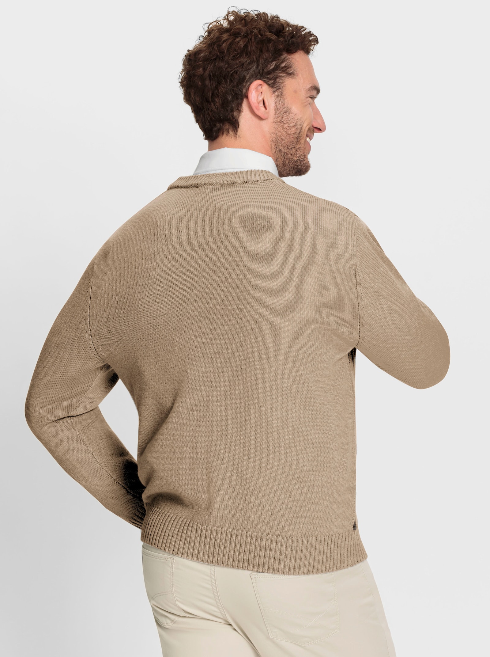 Marco Donati Strickjacke mit zweifarbigem Strukturmuster vorne - beige-dunkeltaupe-gemustert