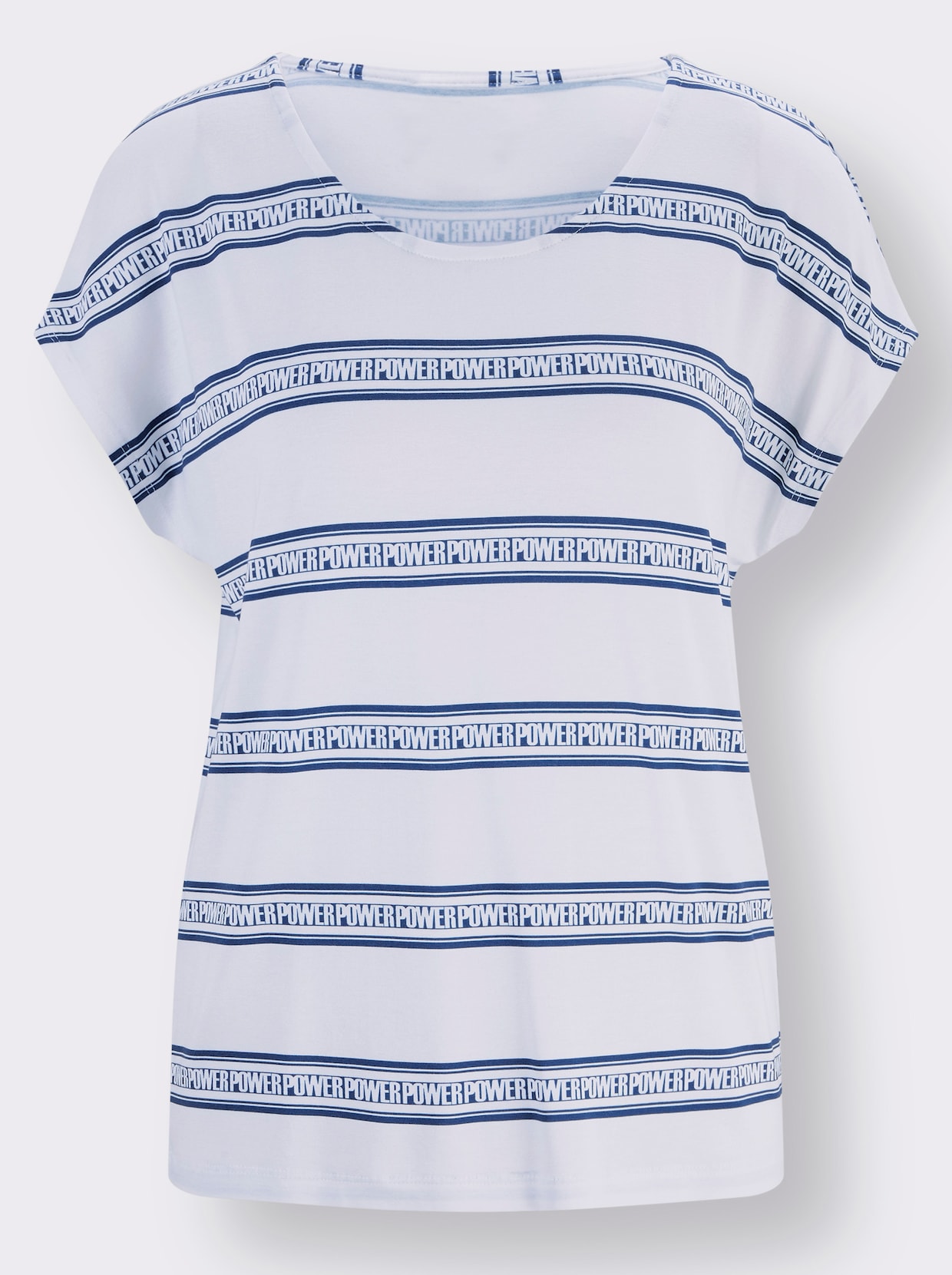 T-Shirt - weiß-royalblau-bedruckt