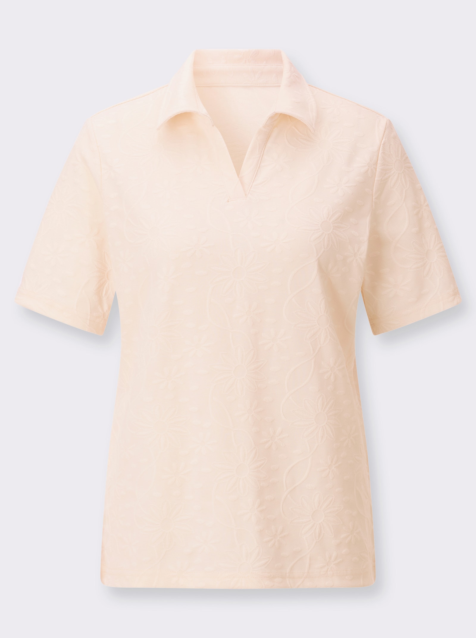 Poloshirt mit Struktur-Jacquard - champagne