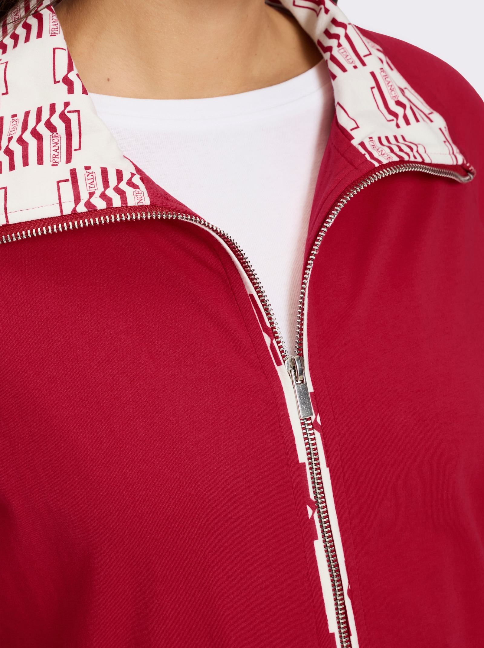 Shirtjacke mit aufgesetzten Pattentaschen - rot-ecru