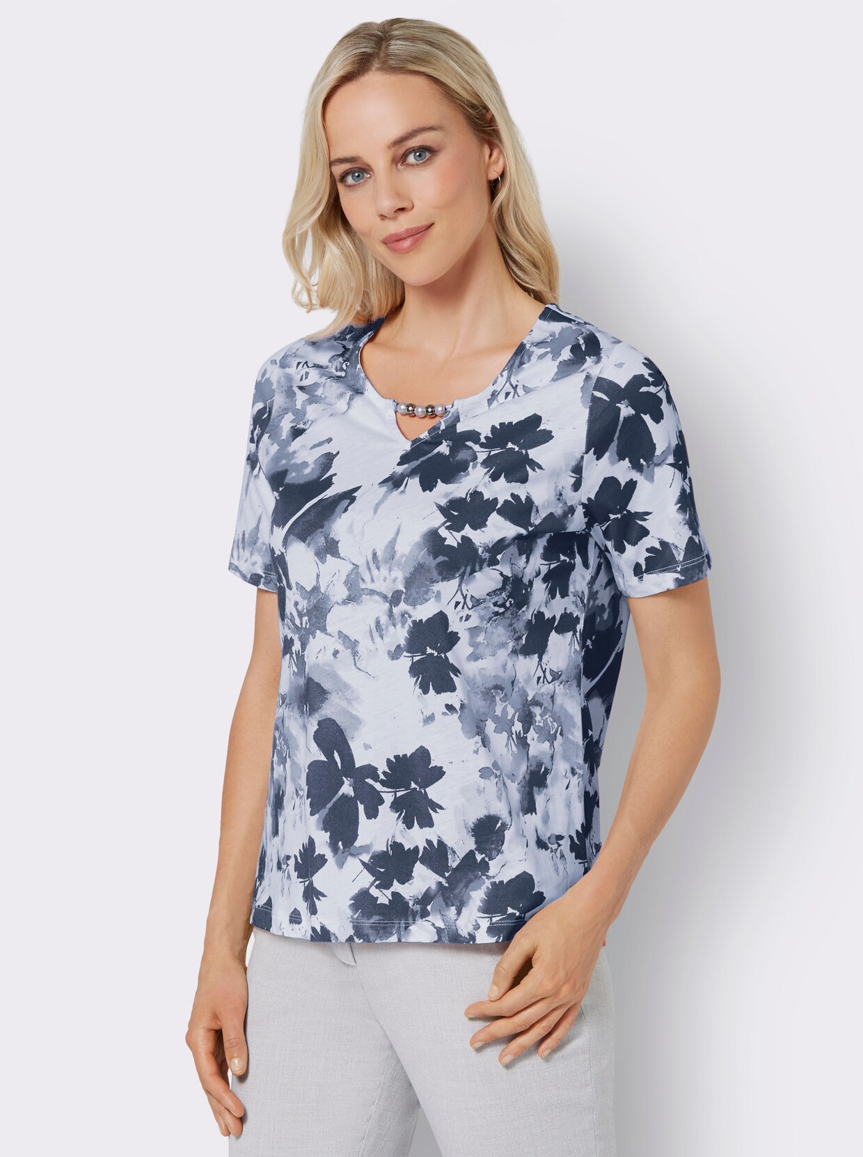 Shirt met korte mouwen - donkerblauw geprint