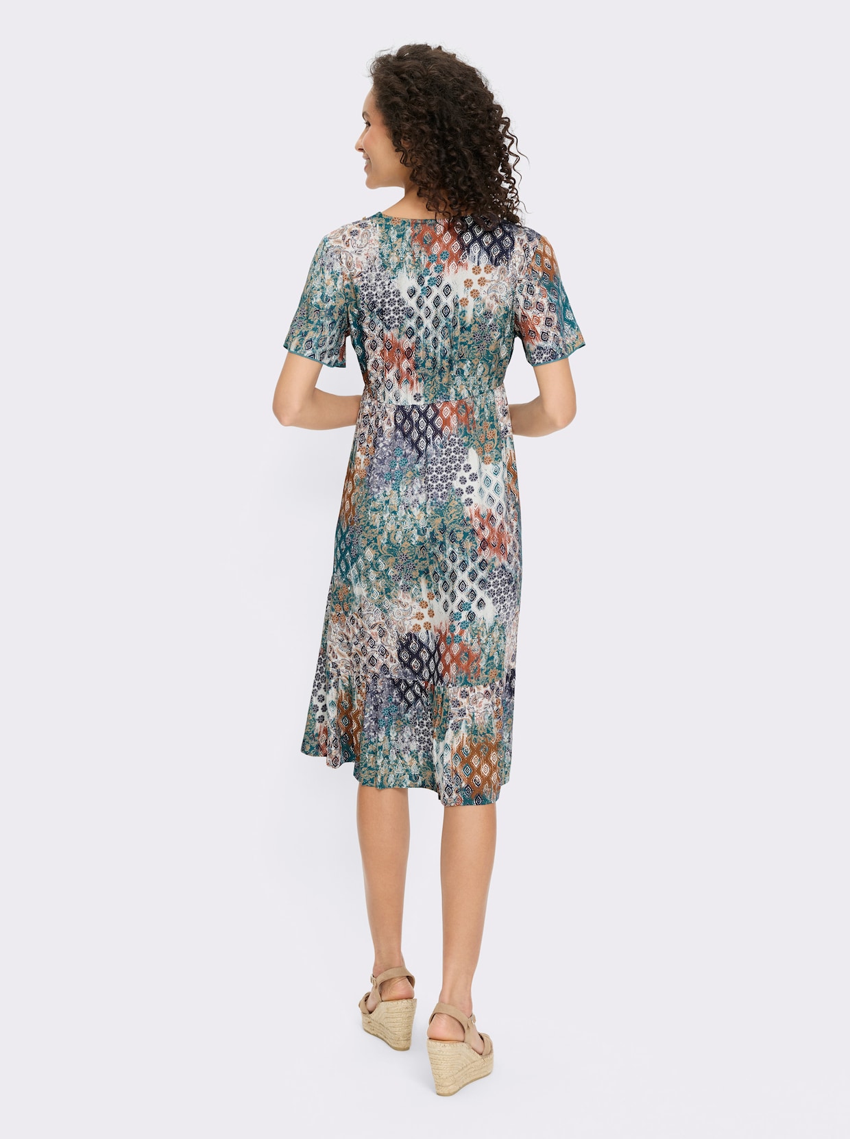 heine Druckkleid - aquapetrol-sand-bedruckt