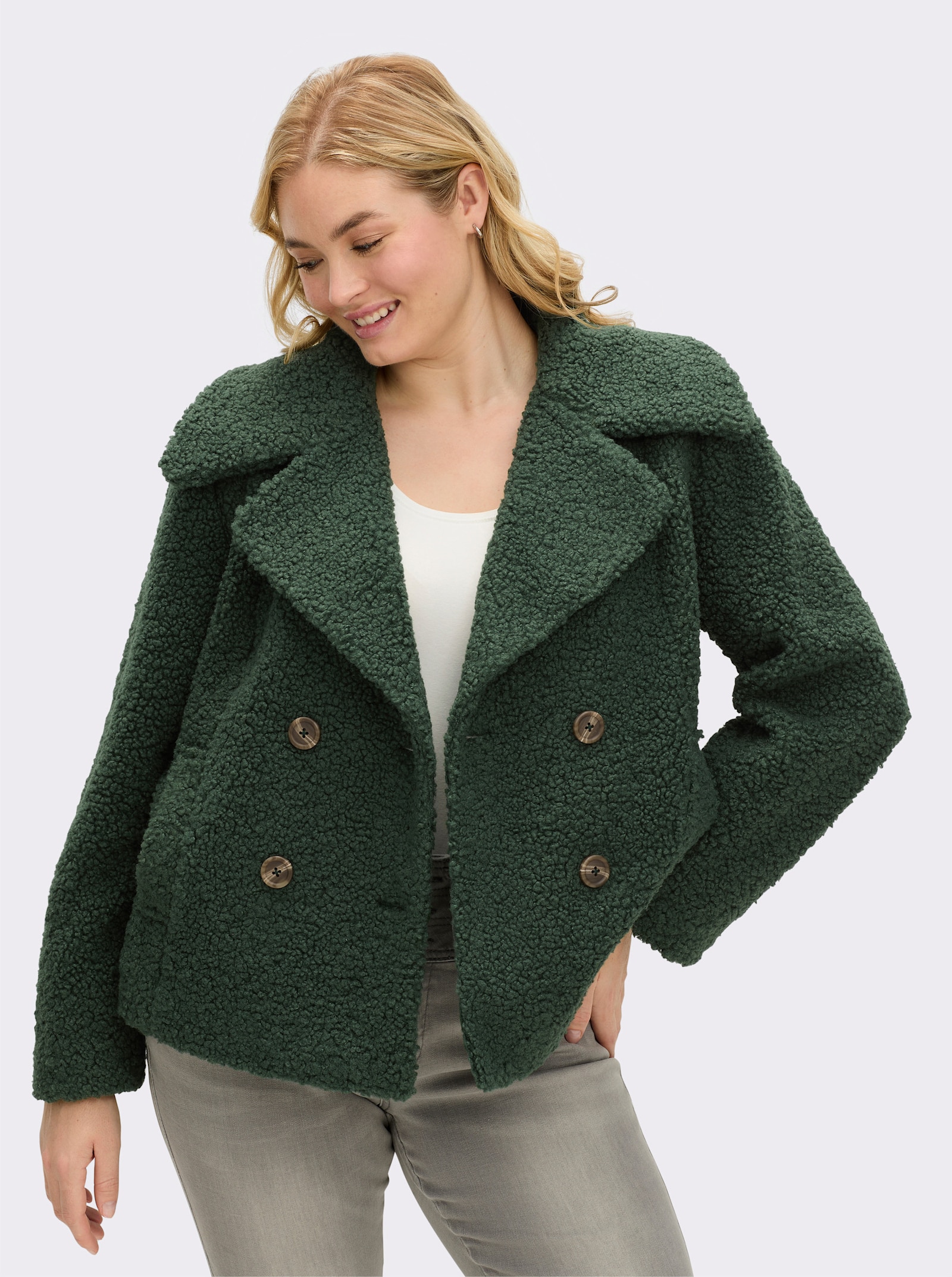 sheego by Joe Browns Cabanjacke aus Teddyfleece - moos
