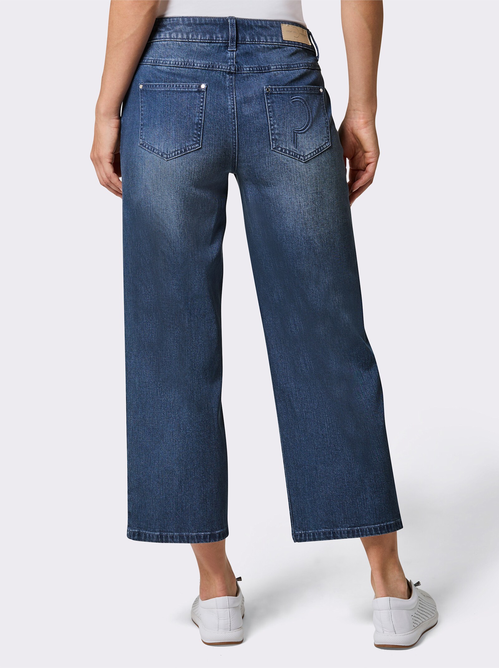 CREATION L PREMIUM Stretch-Jeans mit Stickerei - blue-stone-washed